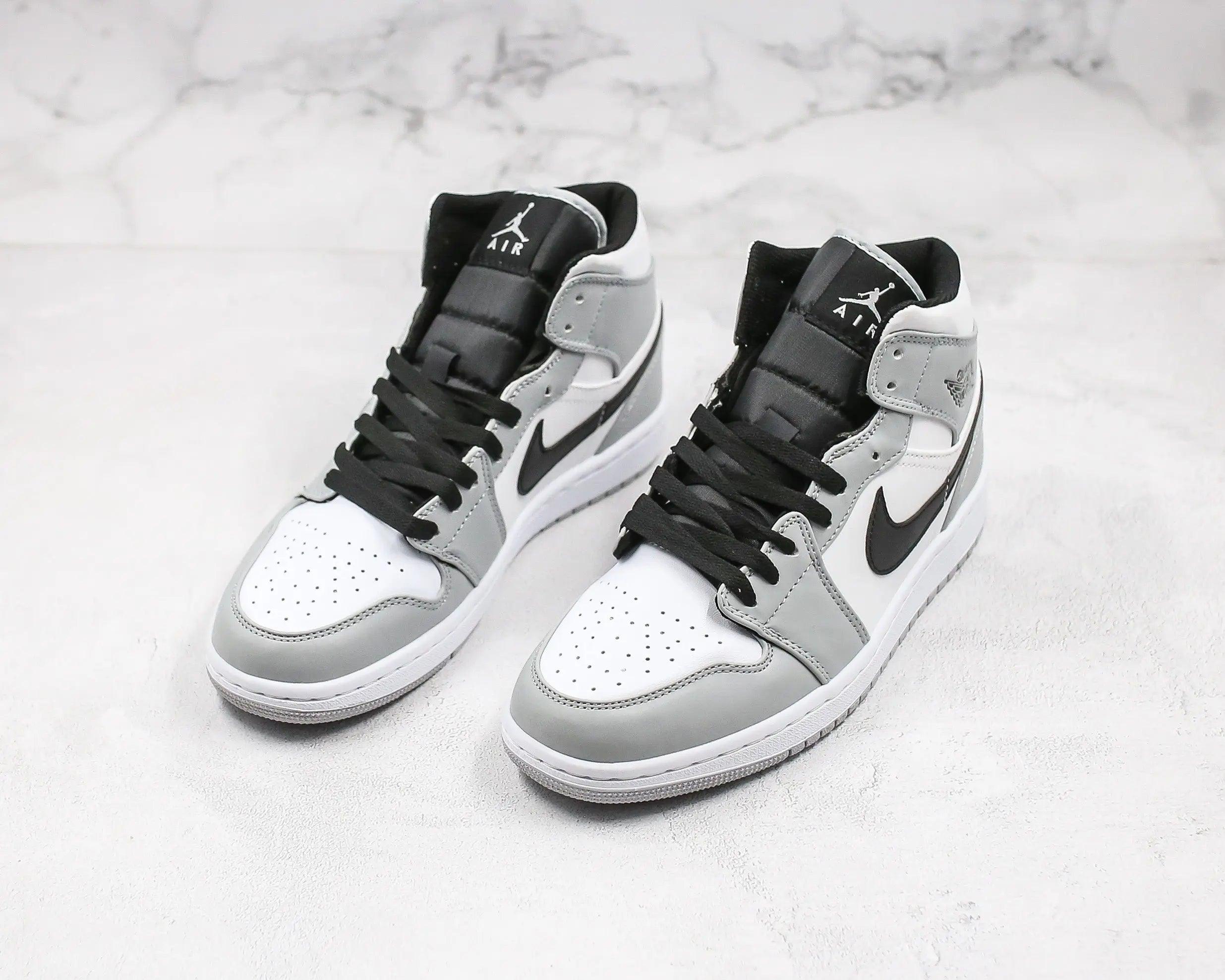 Custom Jordan 1 Mid “Light Smoke Grey” High Q  ( Customs And Box ), Jordan 1 Sneakers FREE SHIPPING LUXURYSTEPSCO