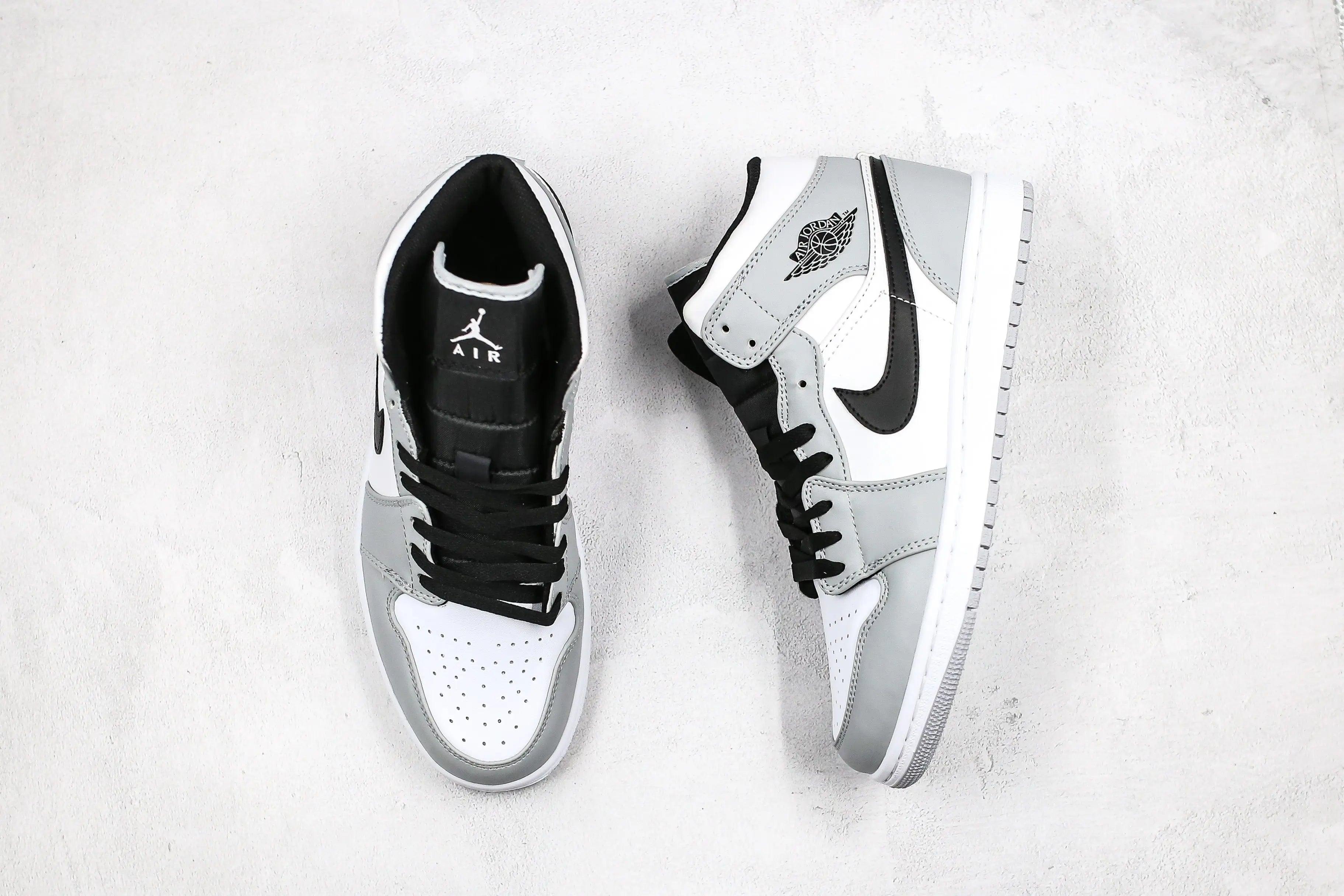 Custom Jordan 1 Mid “Light Smoke Grey” High Q  ( Customs And Box ), Jordan 1 Sneakers FREE SHIPPING LUXURYSTEPSCO