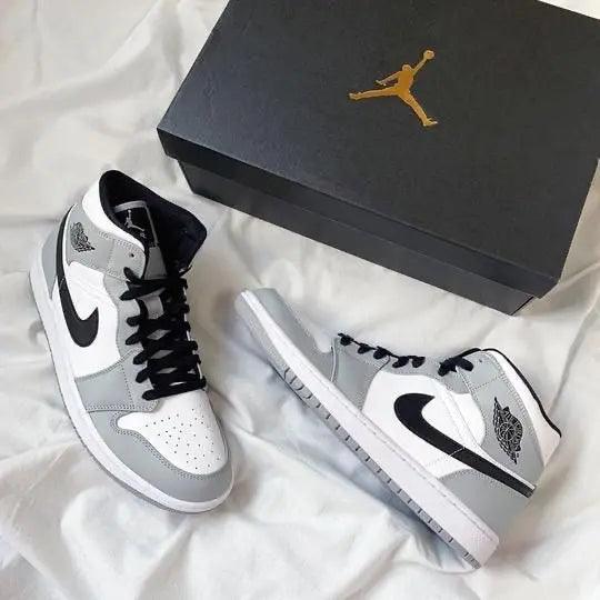 Custom Jordan 1 Mid “Light Smoke Grey” High Q  ( Customs And Box ), Jordan 1 Sneakers FREE SHIPPING LUXURYSTEPSCO