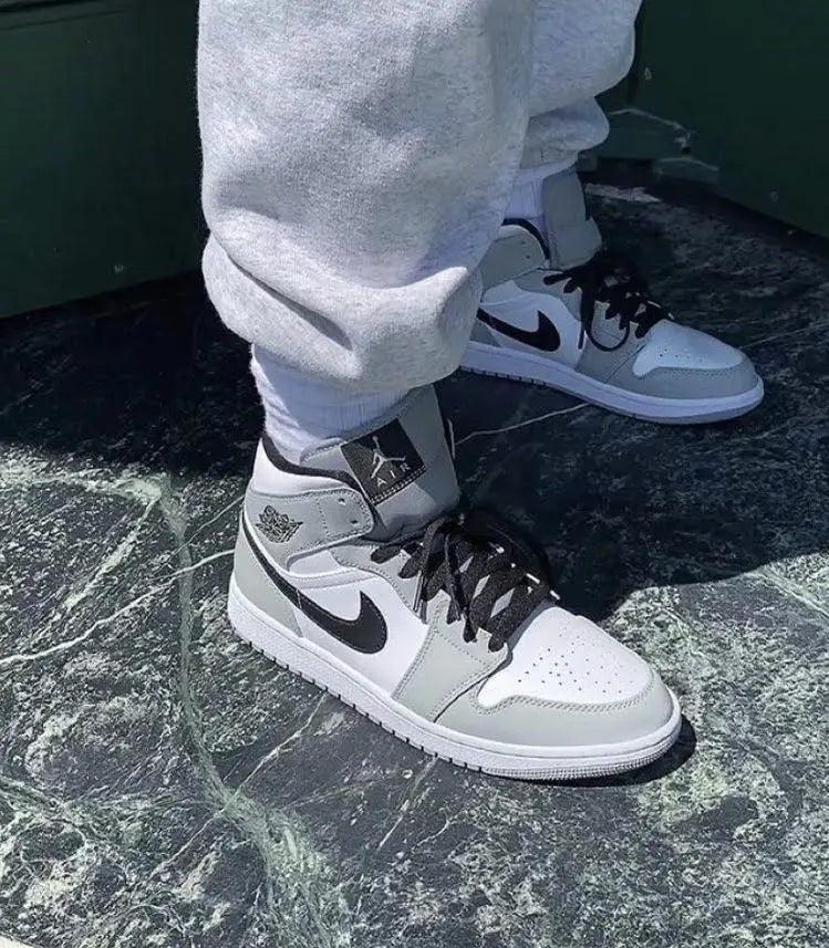 Custom Jordan 1 Mid “Light Smoke Grey” High Q  ( Customs And Box ), Jordan 1 Sneakers FREE SHIPPING LUXURYSTEPSCO