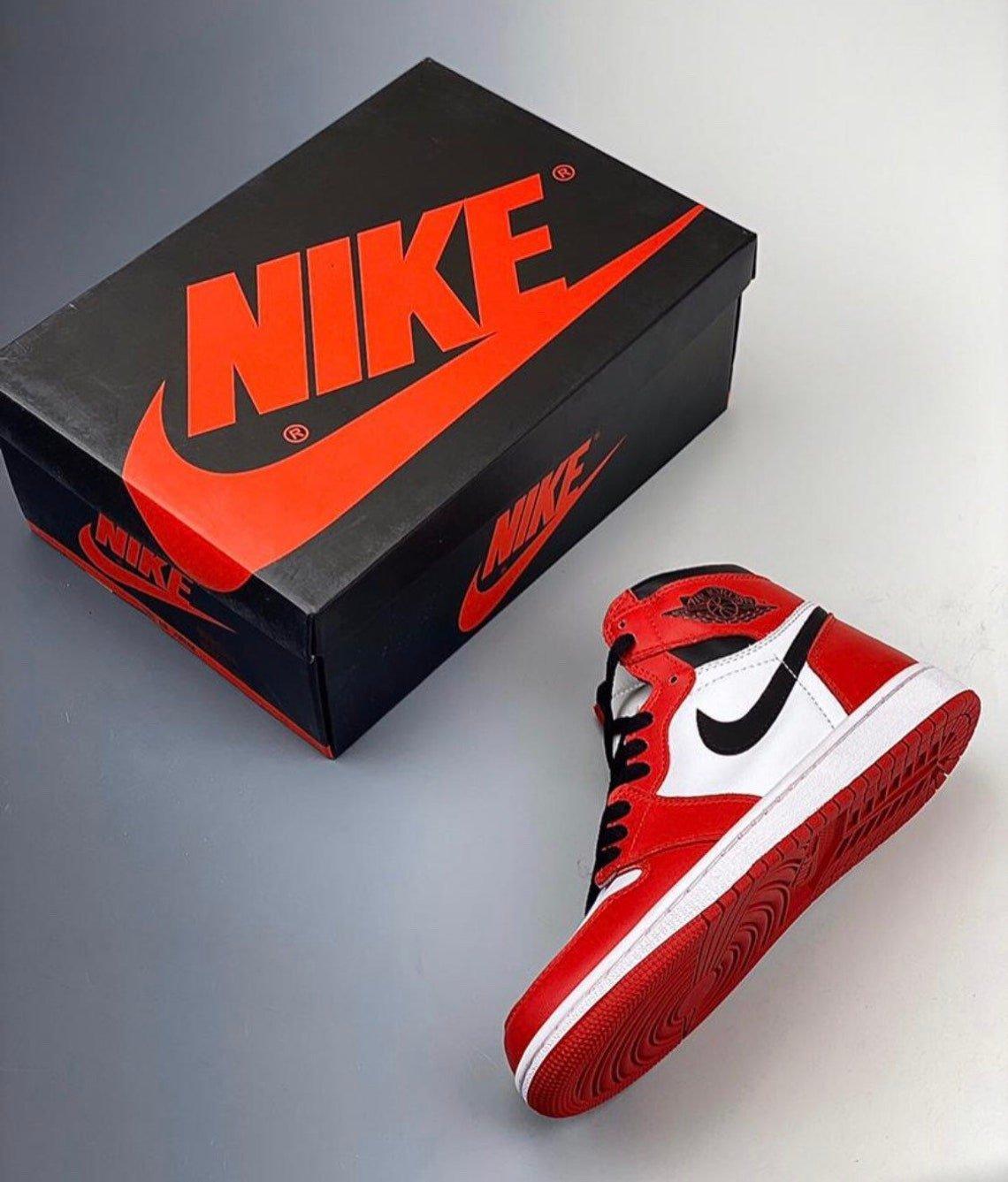 Custom RED Black White Jordan 1 CHICAGO High Q - sneakerhillcom