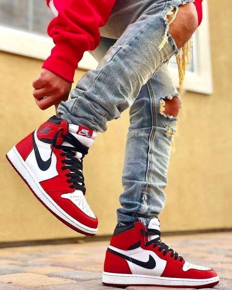 Custom RED Black White Jordan 1 CHICAGO High Q - sneakerhillcom