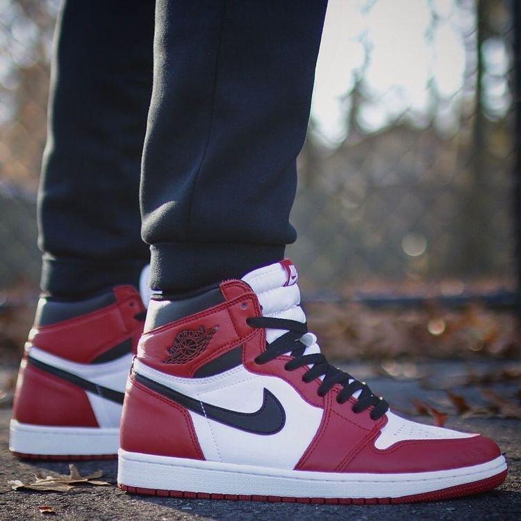 Custom RED Black White Jordan 1 CHICAGO High Q - sneakerhillcom
