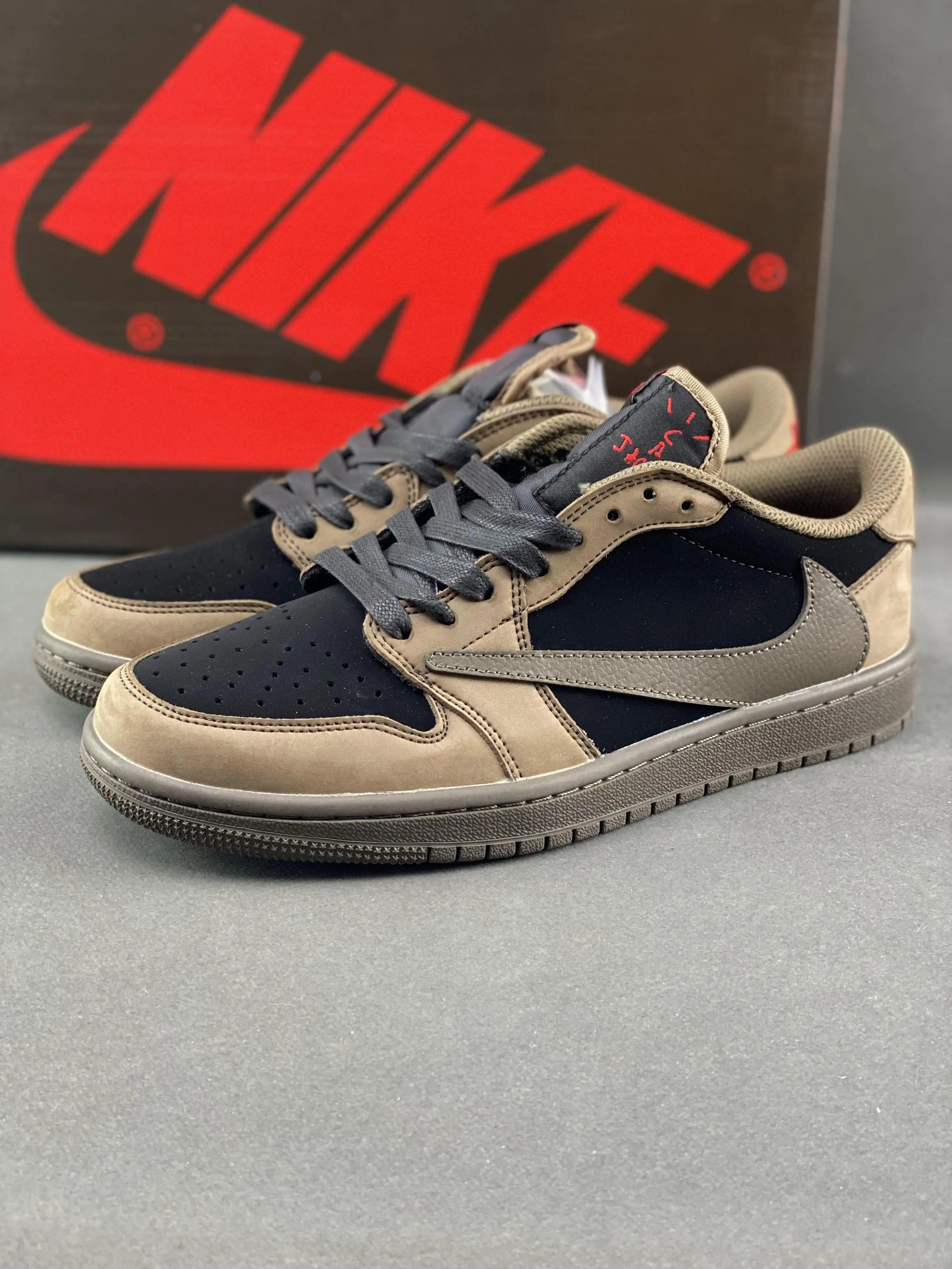 Custom Travis Scott x Air Jordan 1 Low Velvet Brown - sneakerhillcom