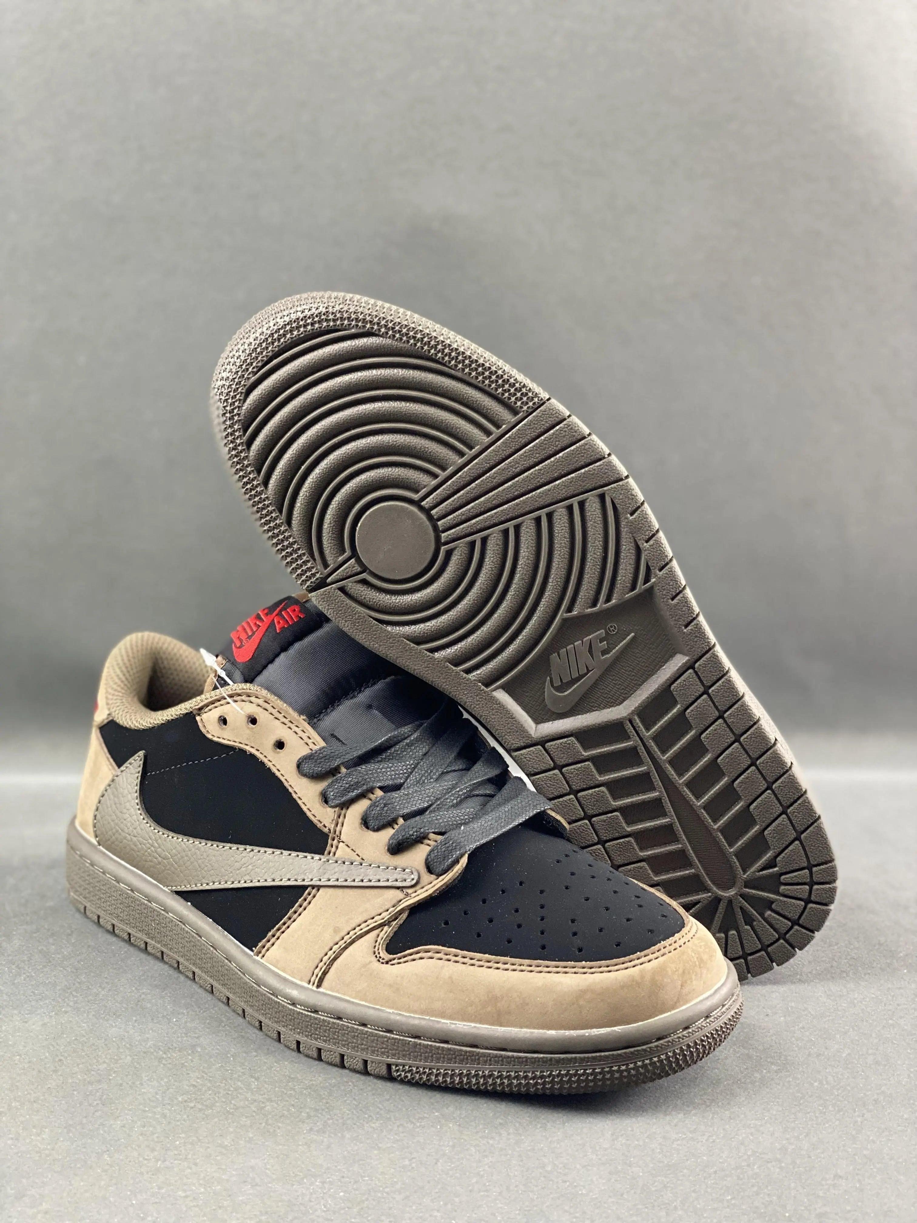 Custom Travis Scott x Air Jordan 1 Low Velvet Brown - sneakerhillcom