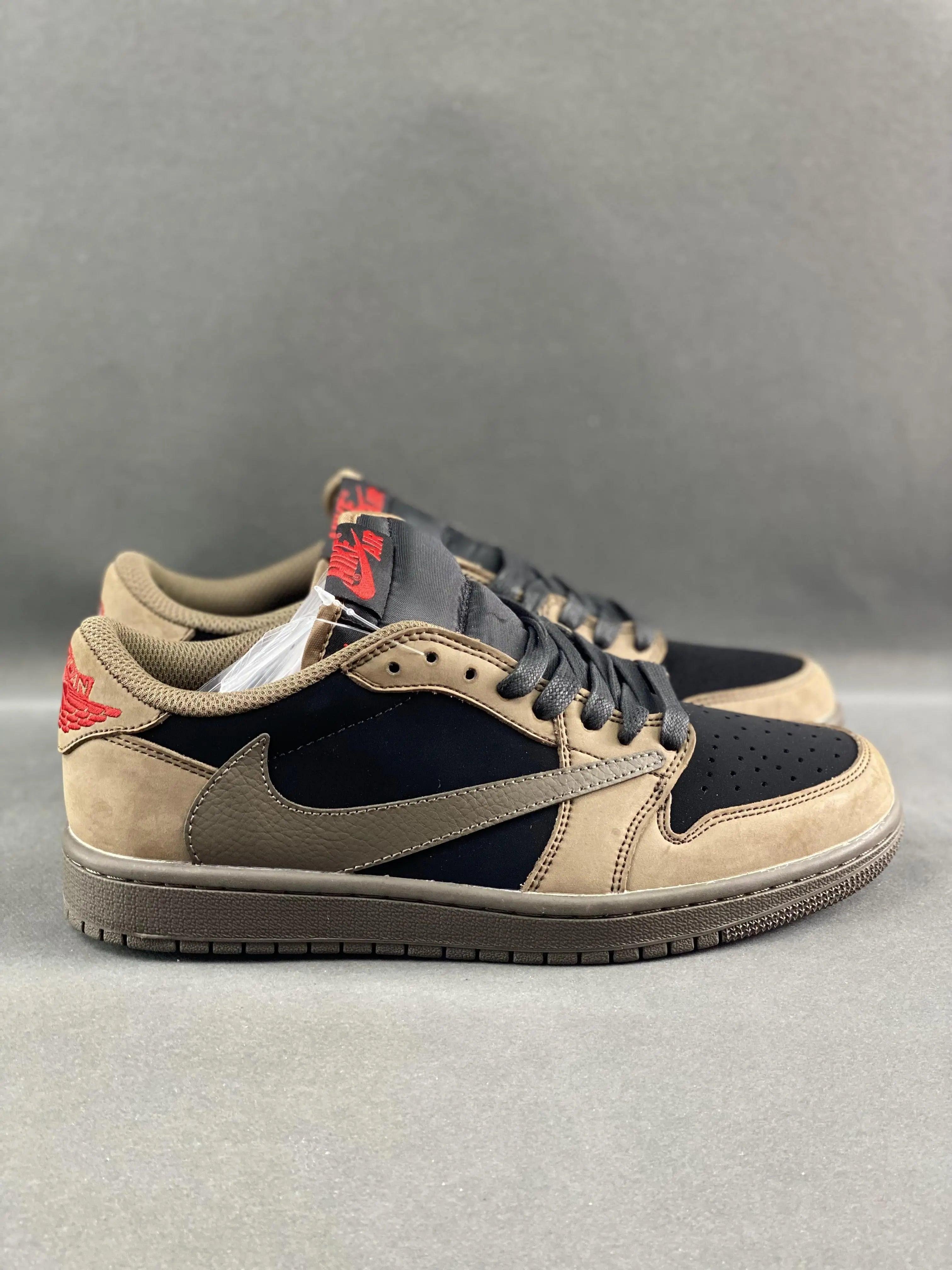 Custom Travis Scott x Air Jordan 1 Low Velvet Brown - sneakerhillcom