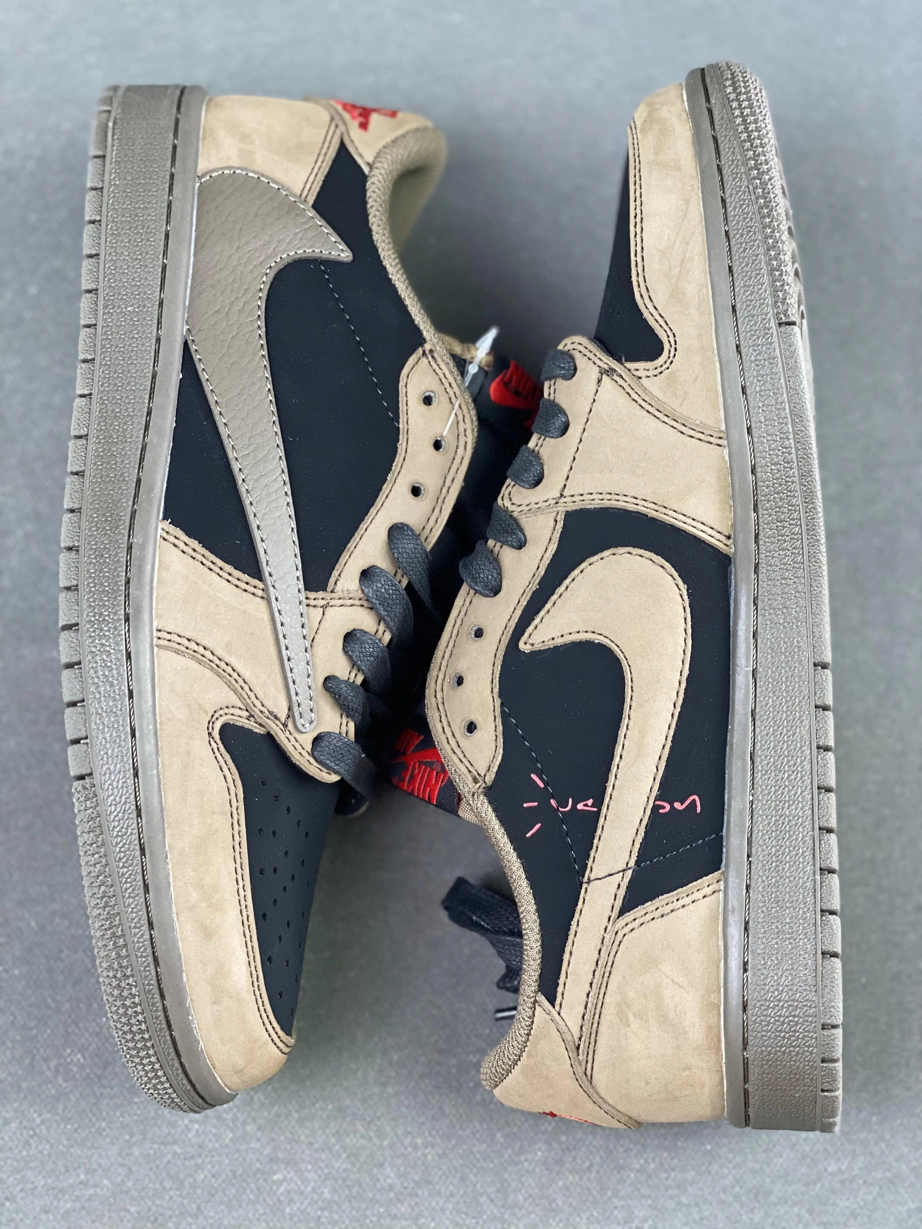 Custom Travis Scott x Air Jordan 1 Low Velvet Brown - sneakerhillcom