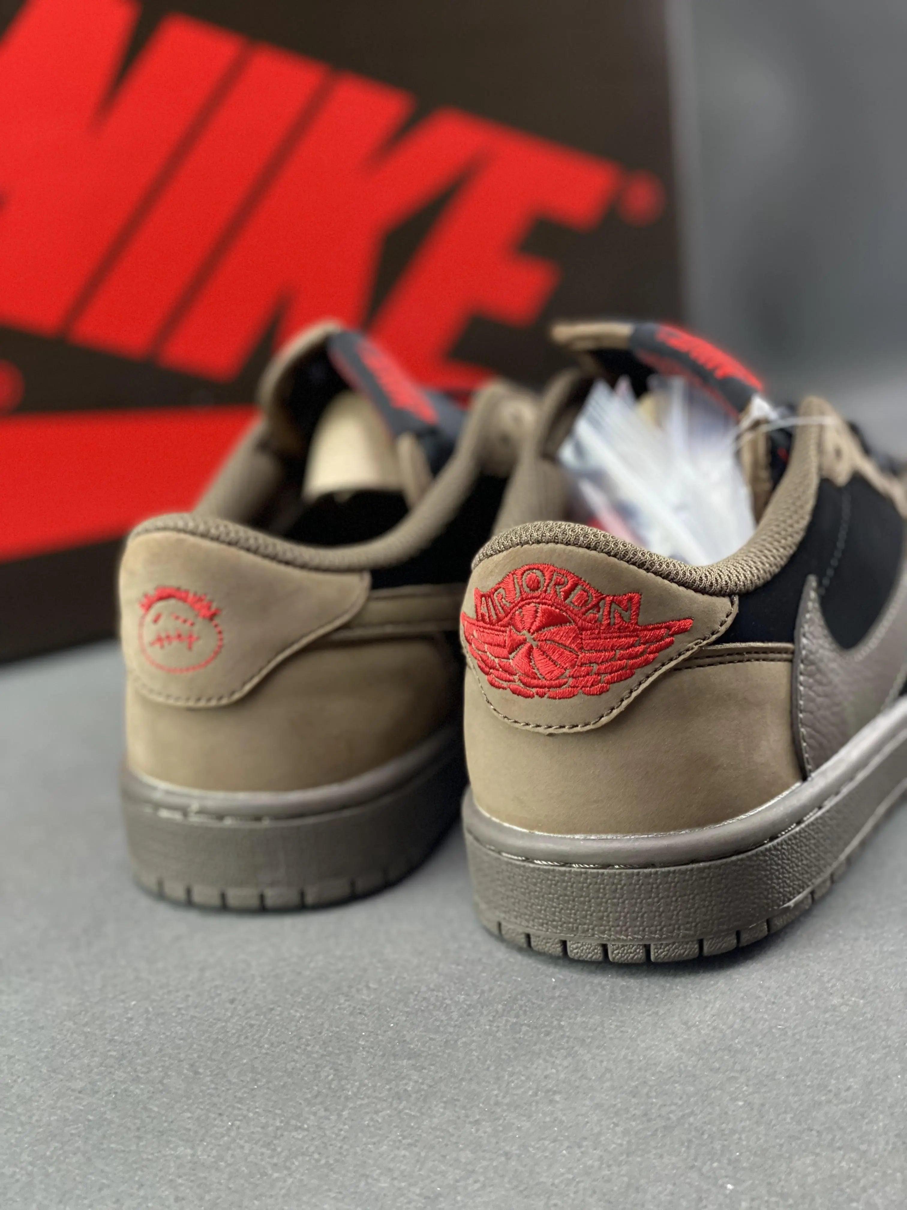 Custom Travis Scott x Air Jordan 1 Low Velvet Brown - sneakerhillcom