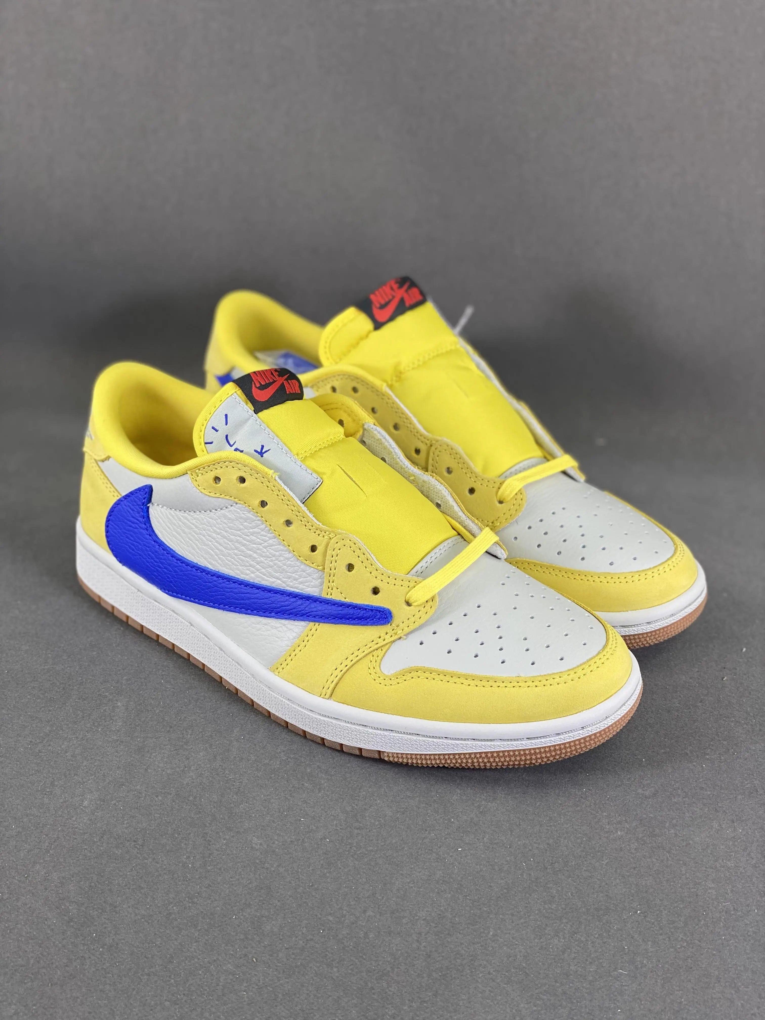 Custom Travis Scott x Air Jordan 1 Low “Canary” DZ4137-700 - sneakerhillcom