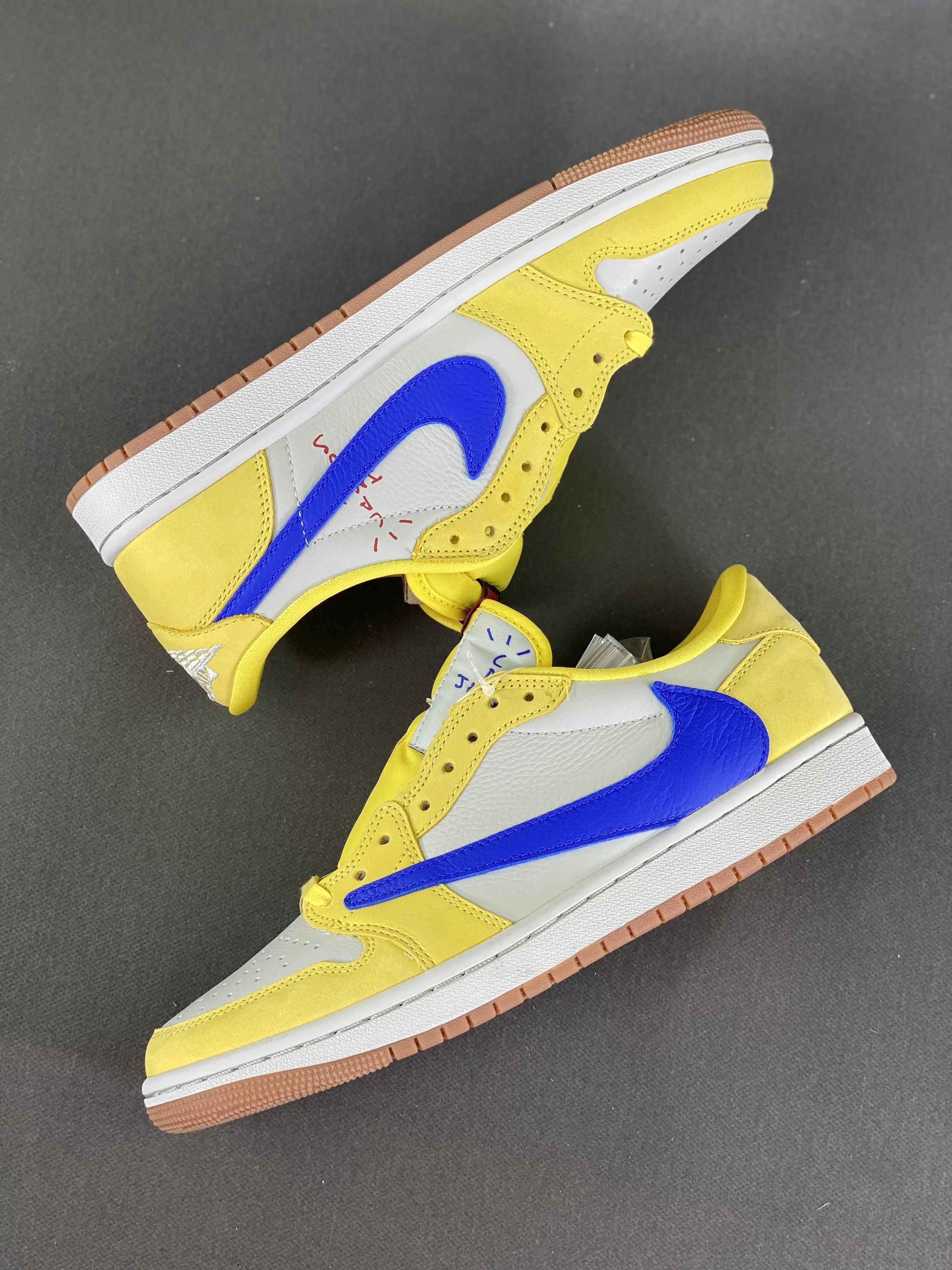 Custom Travis Scott x Air Jordan 1 Low “Canary” DZ4137-700 - sneakerhillcom