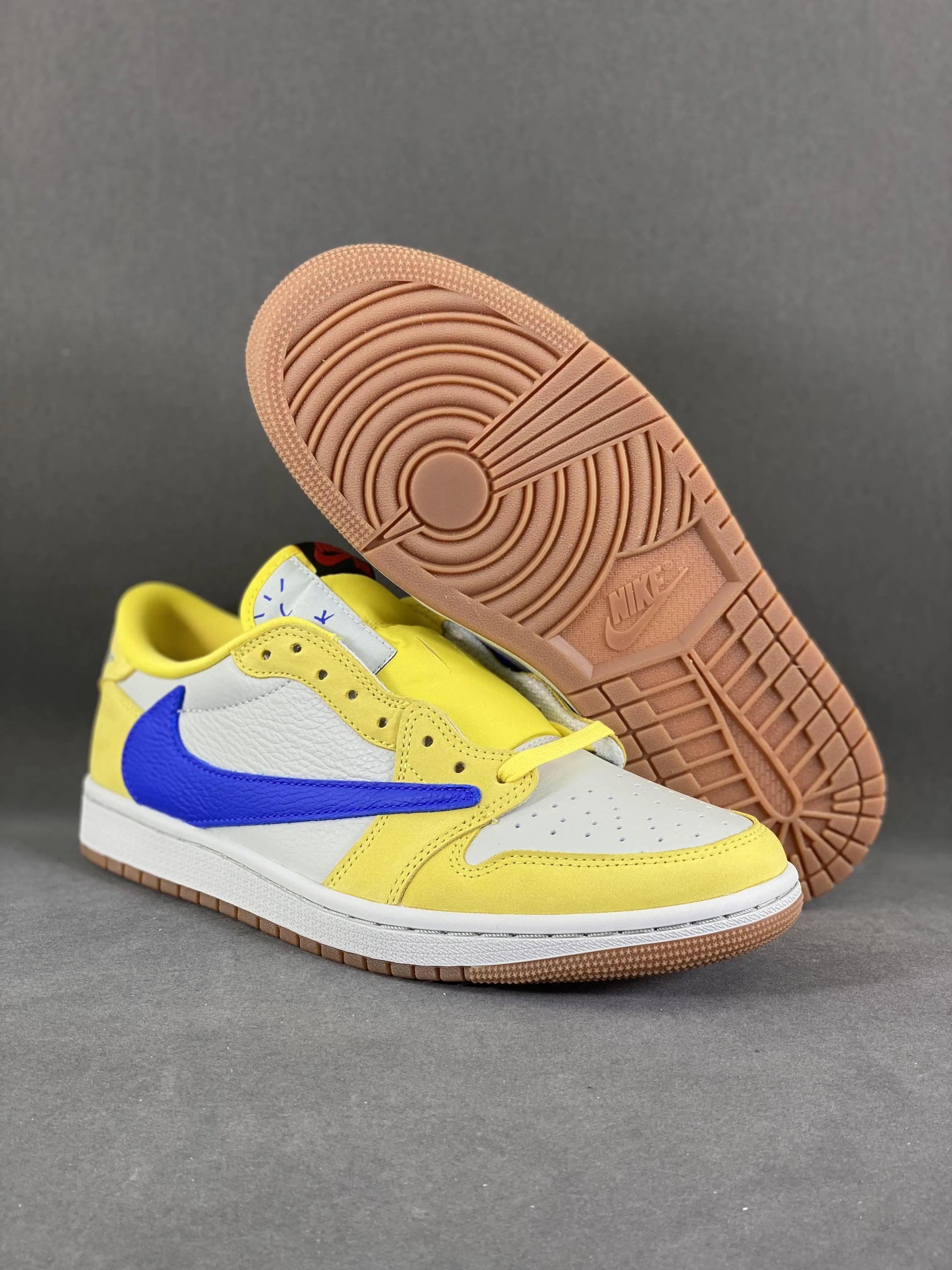 Custom Travis Scott x Air Jordan 1 Low “Canary” DZ4137-700 - sneakerhillcom