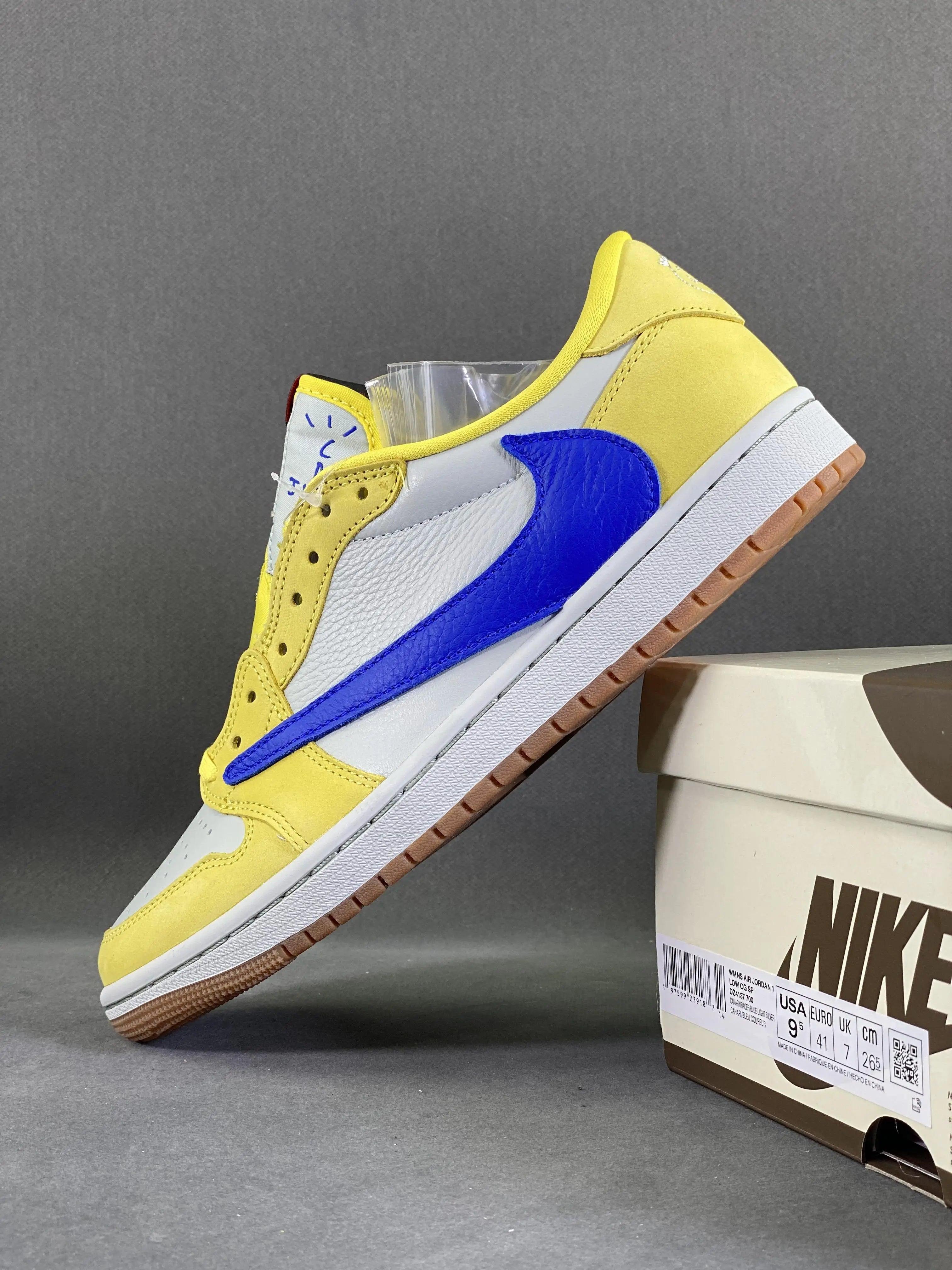 Custom Travis Scott x Air Jordan 1 Low “Canary” DZ4137-700 - sneakerhillcom