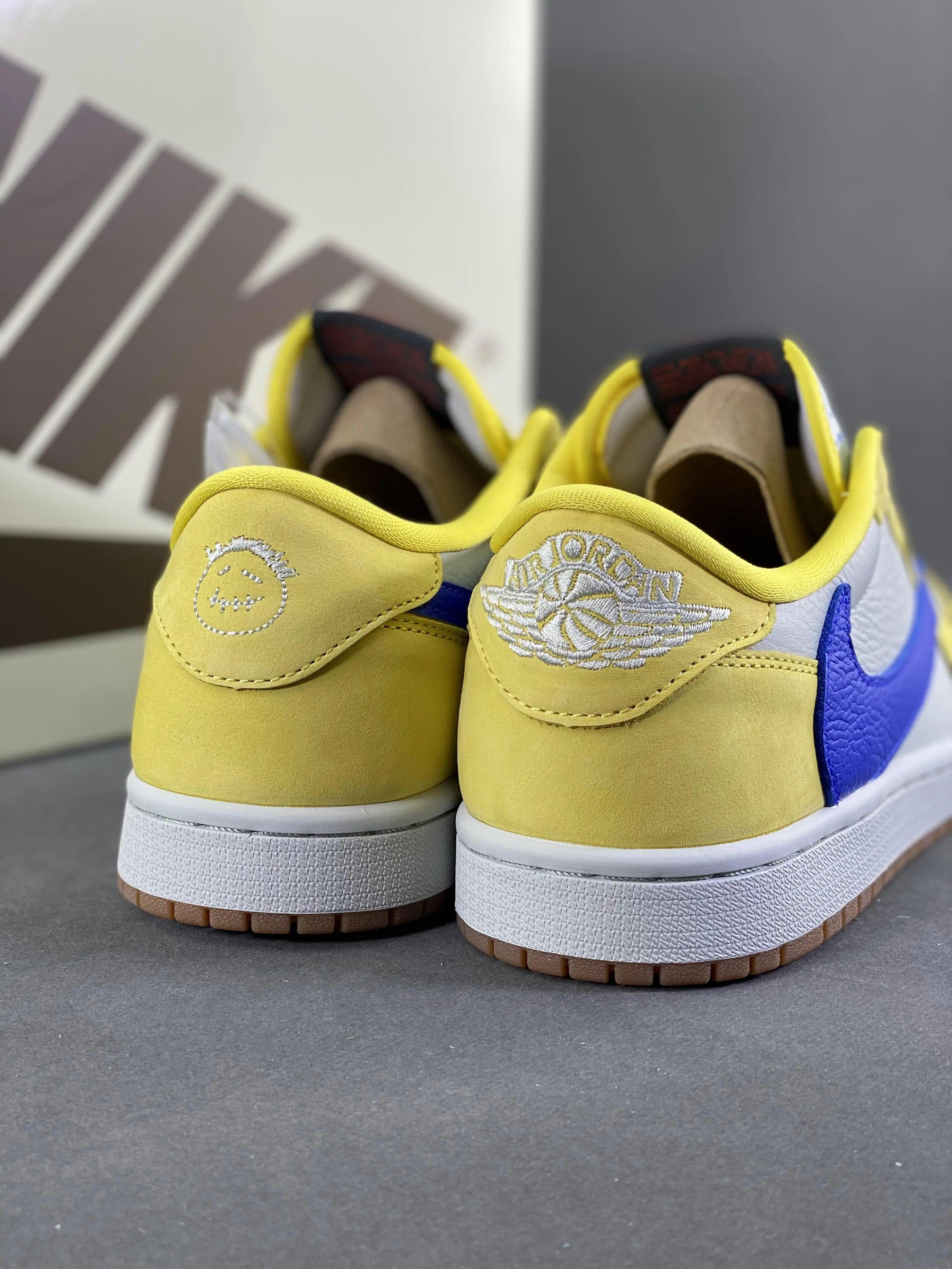 Custom Travis Scott x Air Jordan 1 Low “Canary” DZ4137-700 - sneakerhillcom