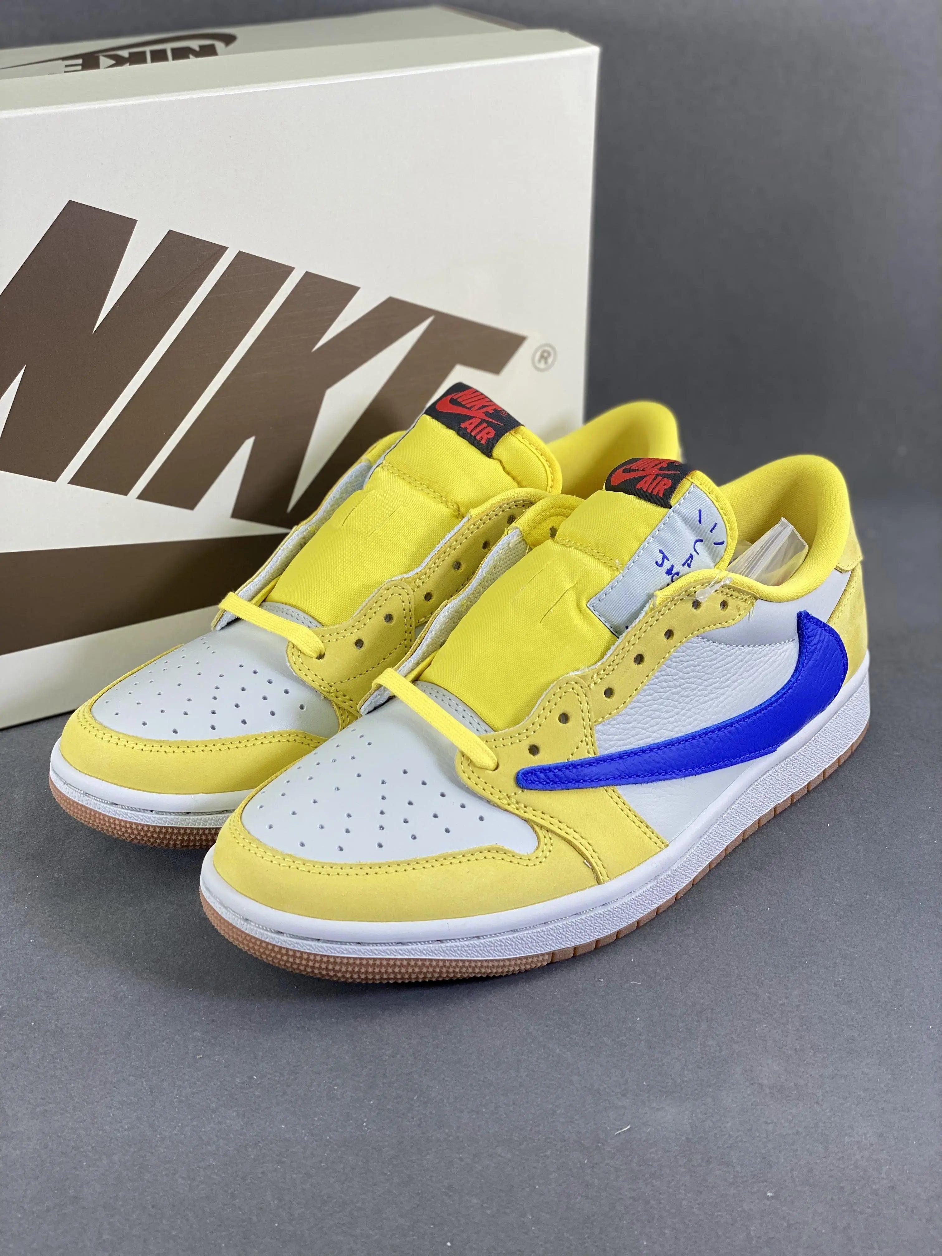 Custom Travis Scott x Air Jordan 1 Low “Canary” DZ4137-700 - sneakerhillcom