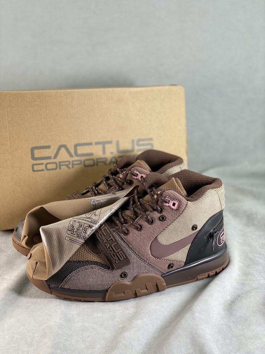 Custom Travis Scott x Air Trainer 1 Wheat DR7515-200 - sneakerhypesusa