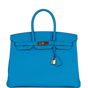 Birkin 35 Bleu Zanzibar Togo Gold Hardware Kilta bags