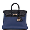 HMS Birkin 25 Bleu Saphir and Marine Matte Alligator and Togo Touch Rose Gold Hardware - sneakerhillcom