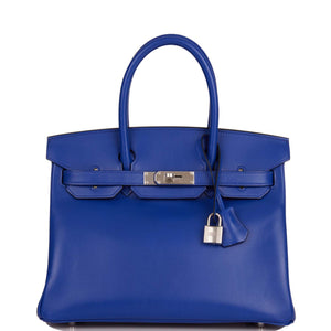 Birkin 30 Bleu Electric Tadelakt Palladium Hardware Kilta bags