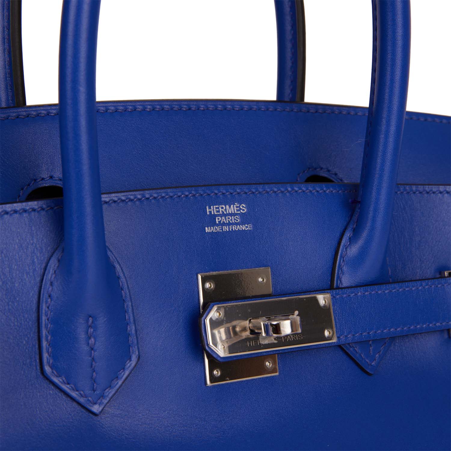 Birkin 30 Bleu Electric Tadelakt Palladium Hardware Kilta bags