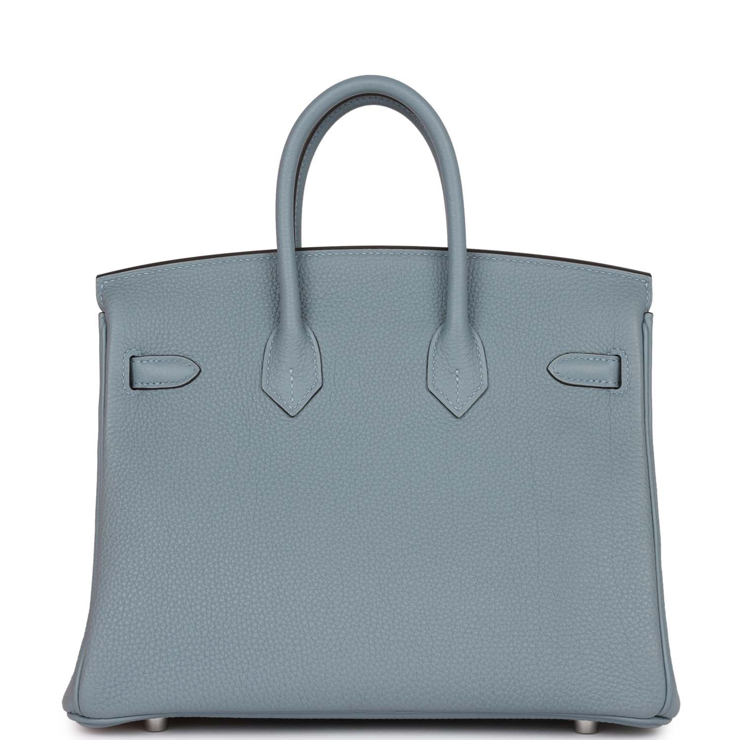 Birkin 25 Bleu Lin Verso Togo Palladium Hardware Kilta bags