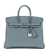 Birkin 25 Bleu Lin Verso Togo Palladium Hardware Kilta bags