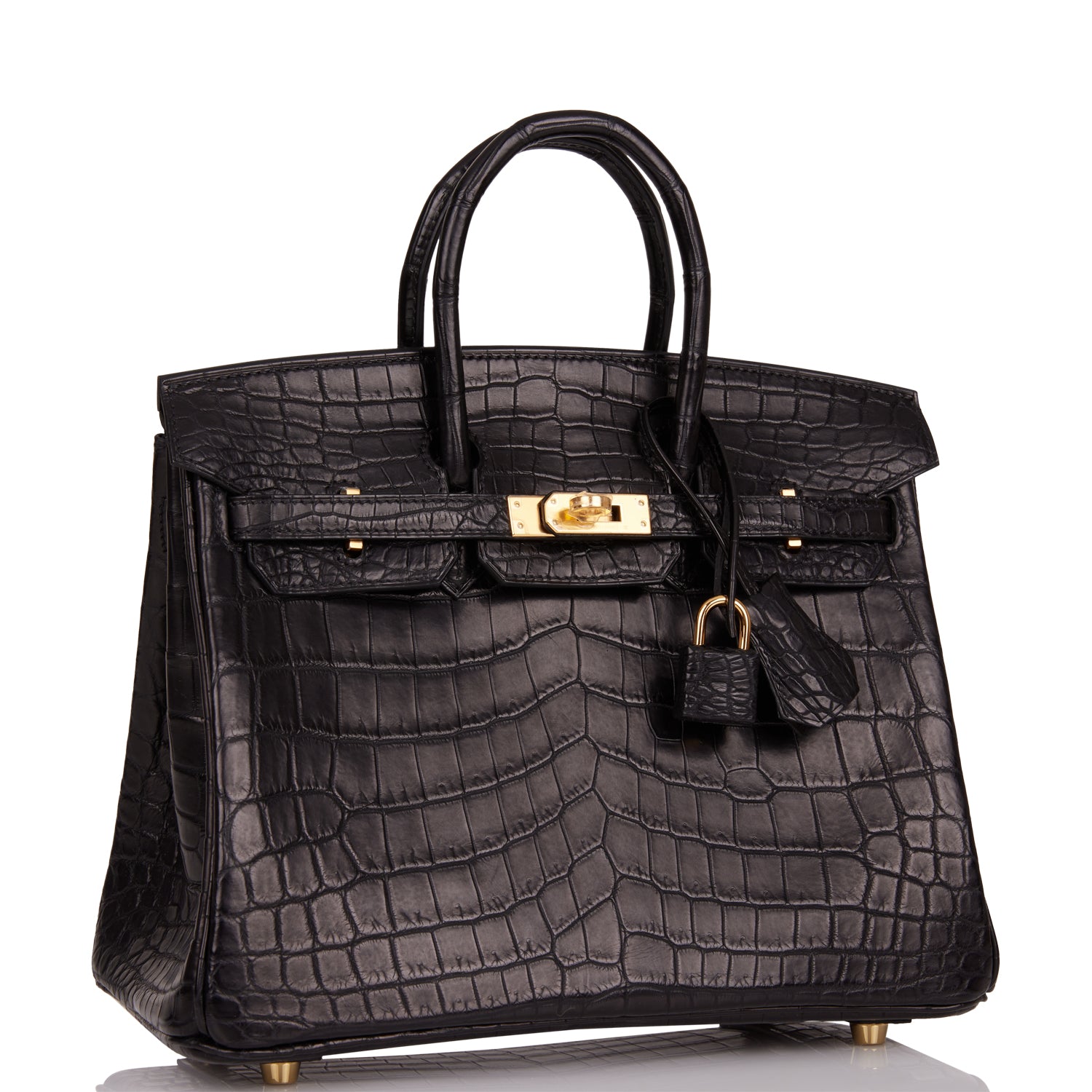 Birkin 25 Black Matte Niloticus Crocodile Gold Hardware Kilta bags