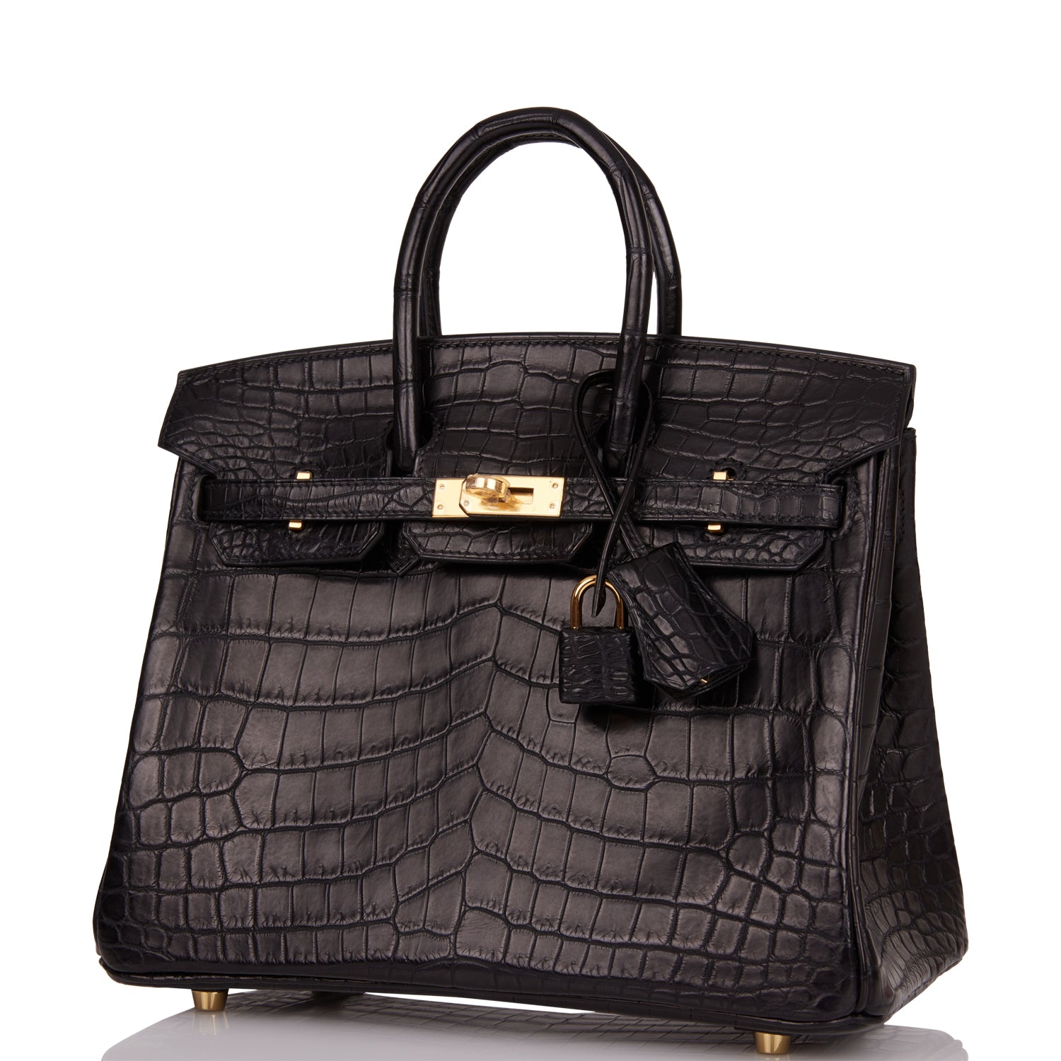 Birkin 25 Black Matte Niloticus Crocodile Gold Hardware Kilta bags