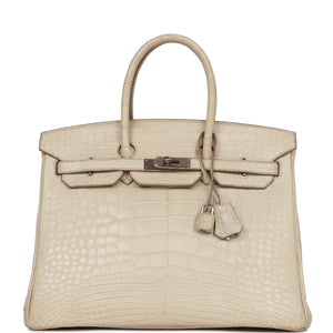 Birkin 35 Beton Matte Alligator Palladium Hardware Kilta bags