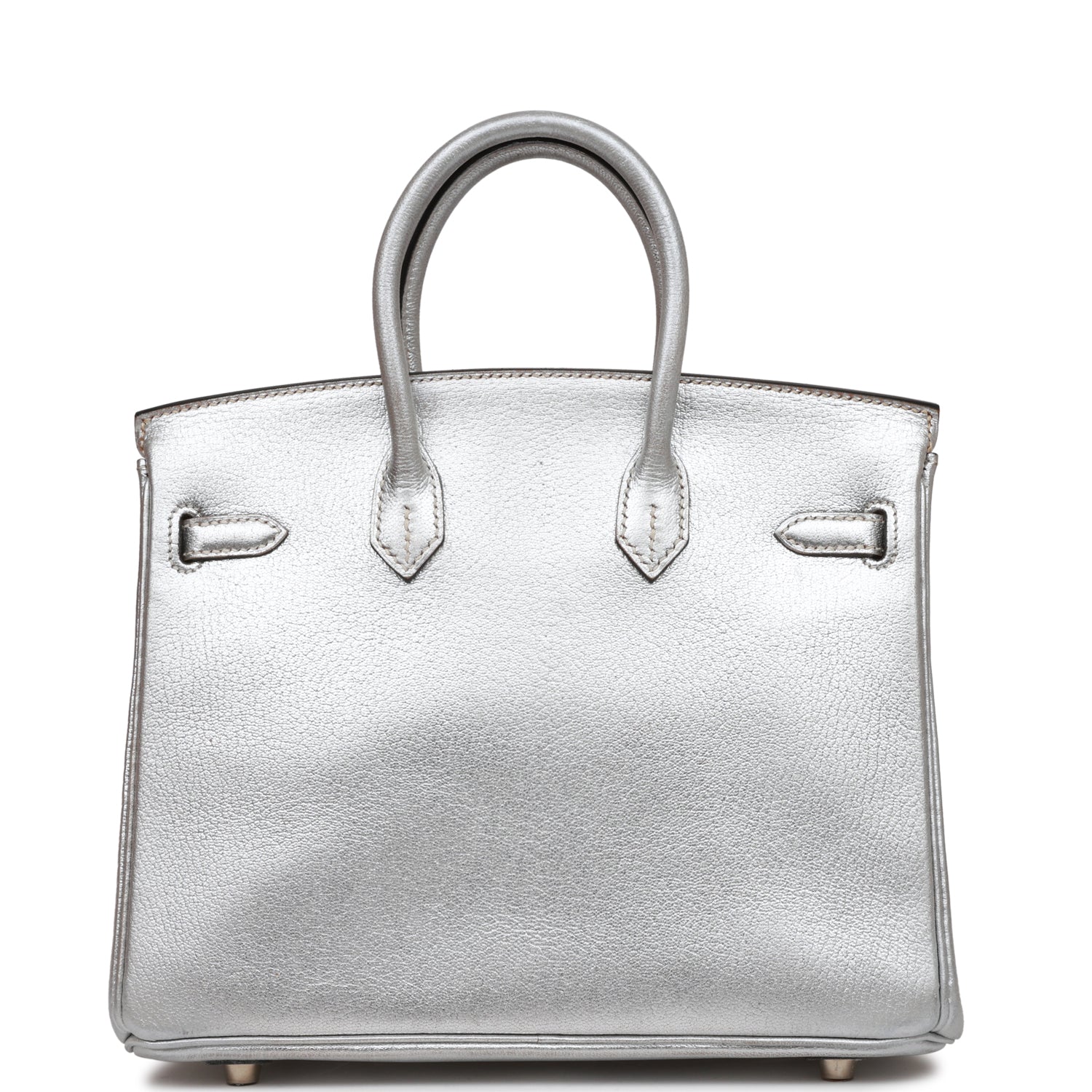 Birkin 25 Silver Metallic Chevre Palladium Hardware Kilta Bags