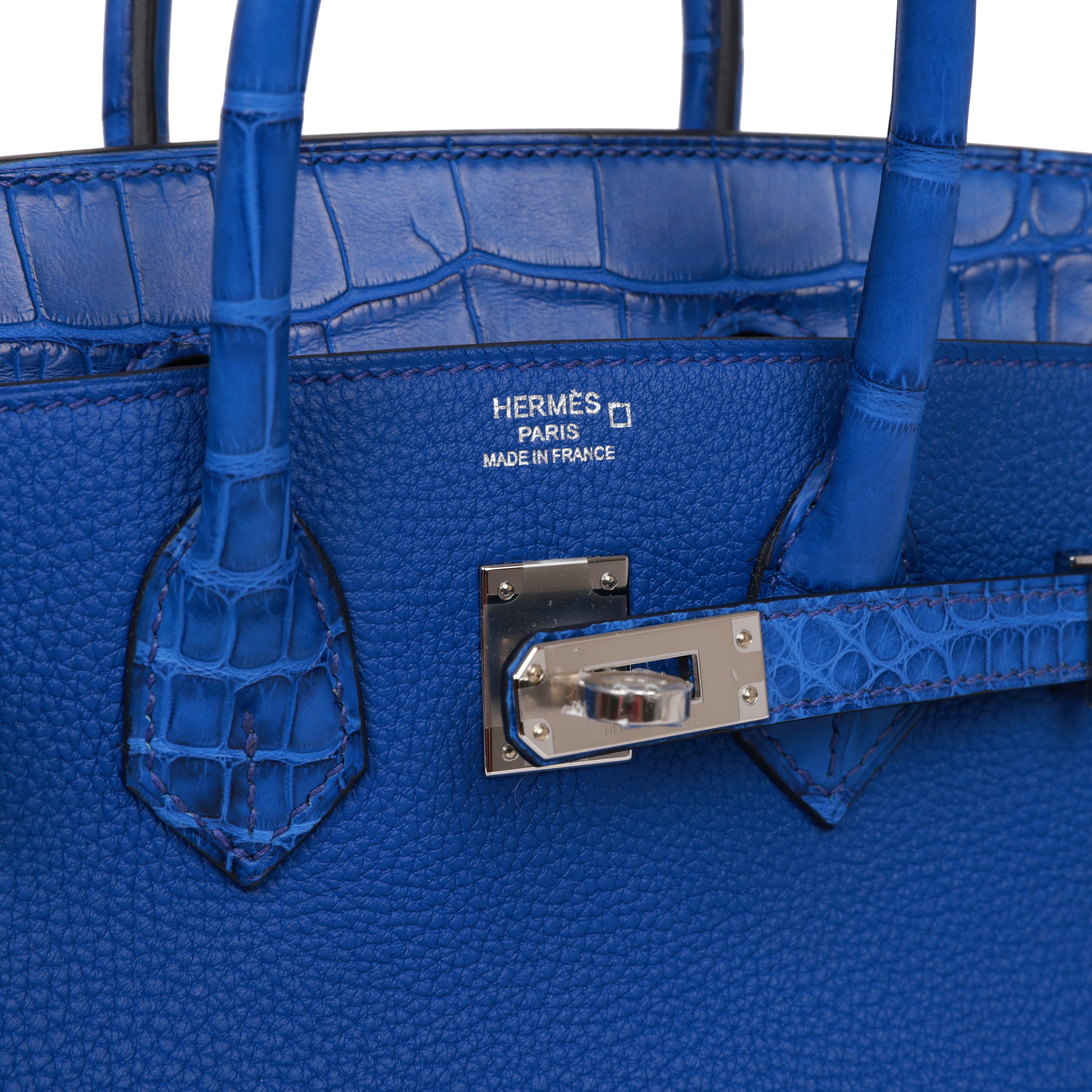 Birkin 25 Bleu Royal Matte Alligator and Togo Touch Palladium Hardware - sneakerlandnet