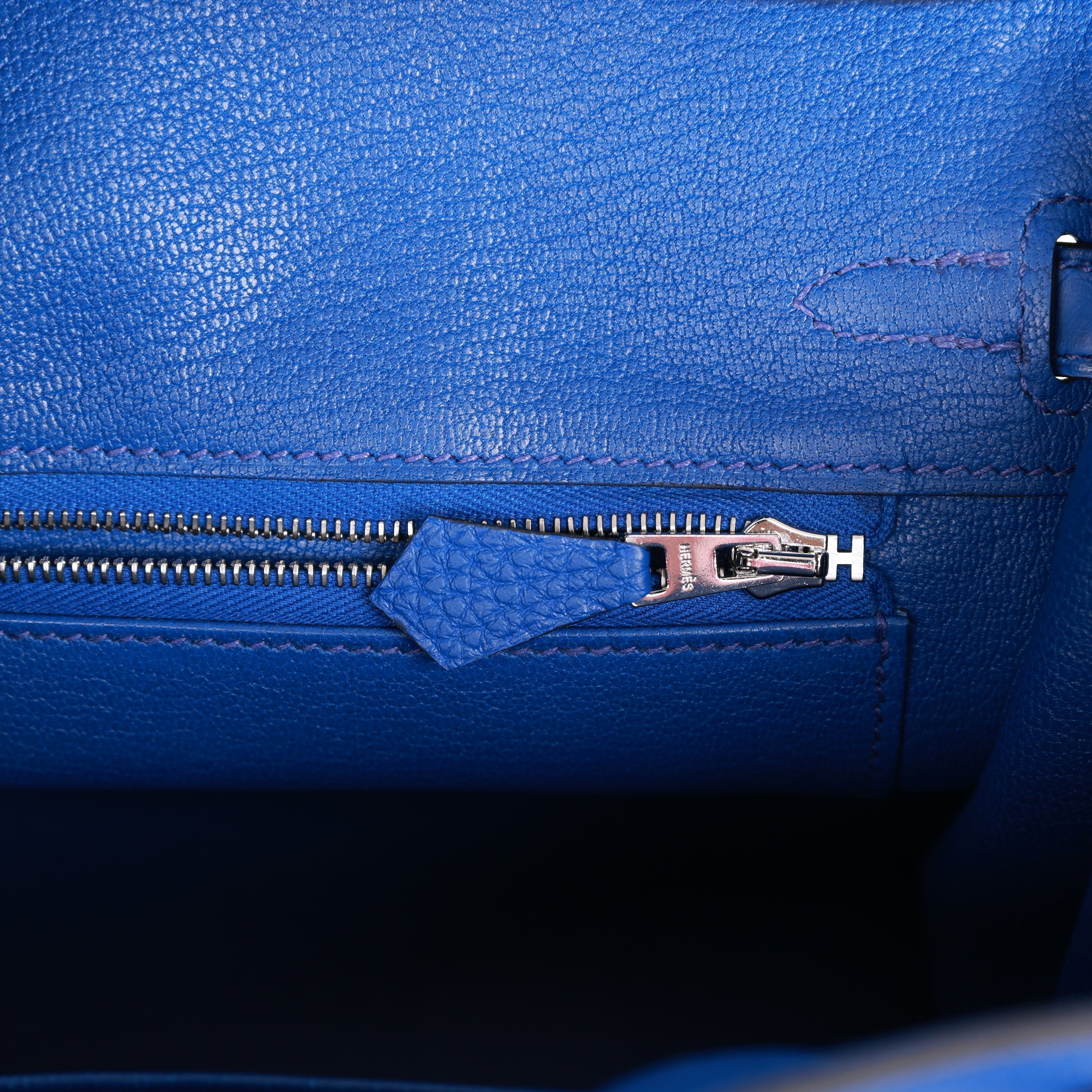 Birkin 25 Bleu Royal Matte Alligator and Togo Touch Palladium Hardware - sneakerlandnet