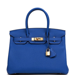 Birkin 30 Bleu Royal Togo Gold Hardware Kilta bags