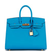 Birkin Sellier 25 Bleu Frida Epsom Gold Hardware Kilta bags