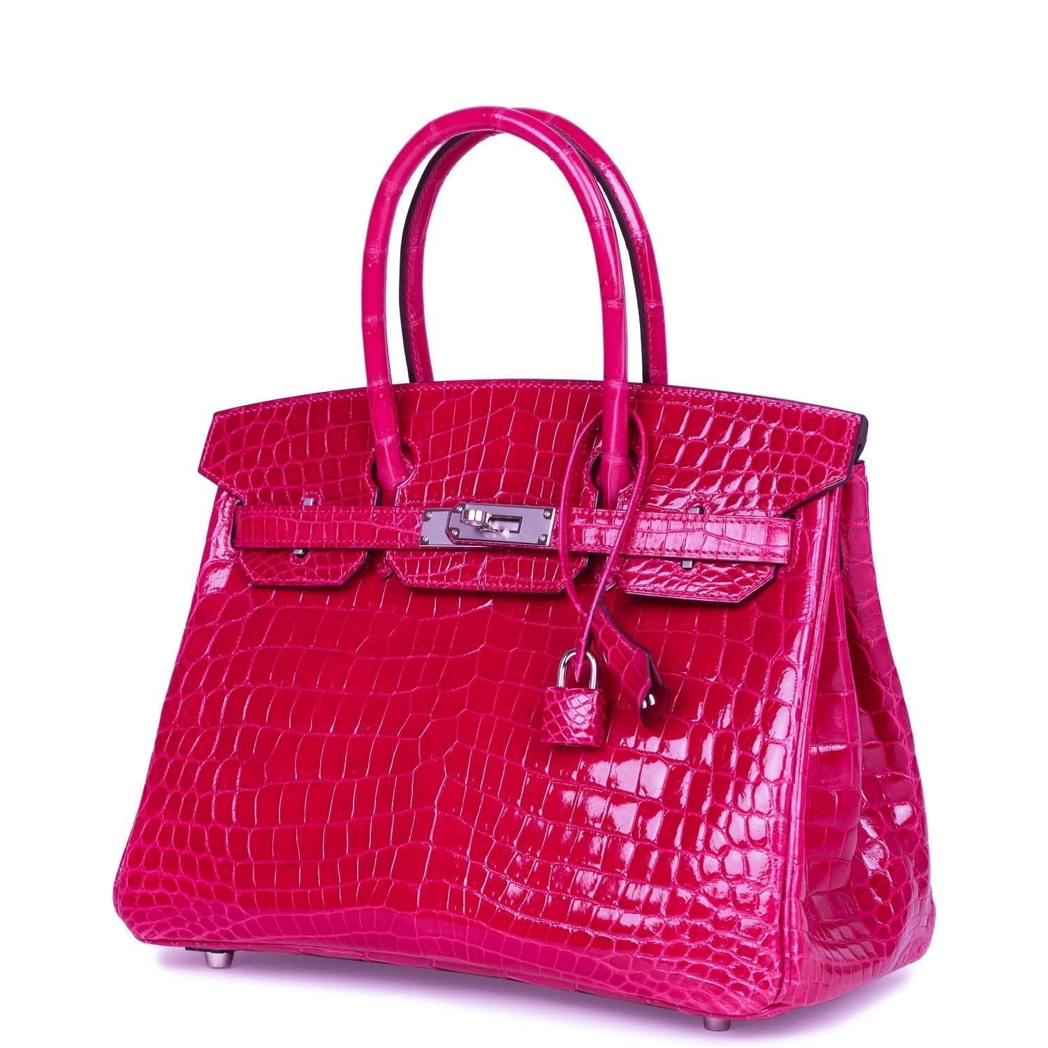 Birkin 30 Rose Pourpre Shiny Niloticus Crocodile Palladium Hardware - sneakerlandnet