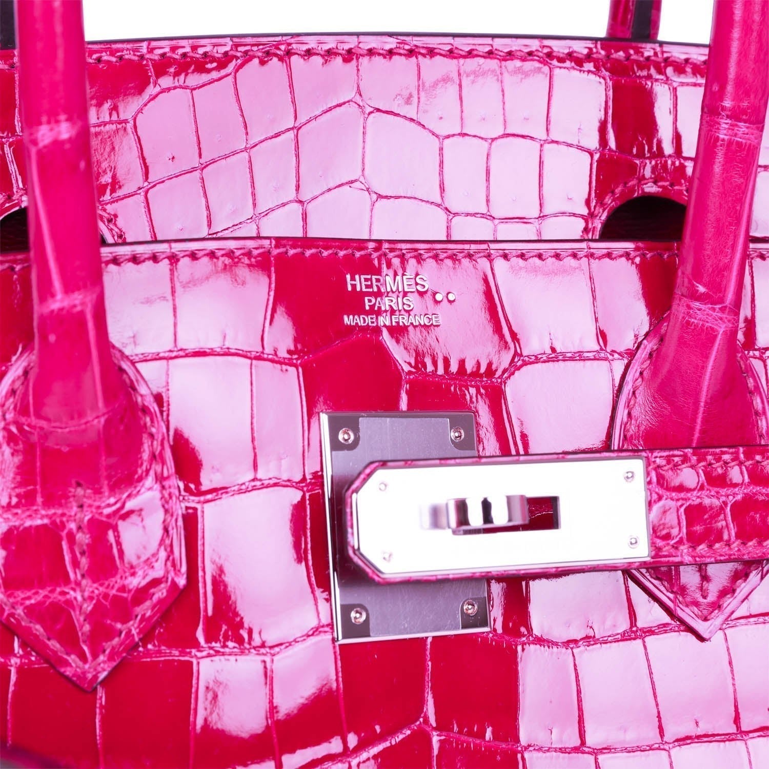 Birkin 30 Rose Pourpre Shiny Niloticus Crocodile Palladium Hardware - sneakerlandnet