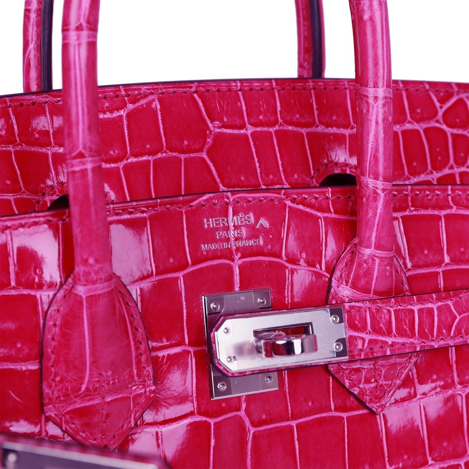 Birkin 25 Rose Mexico Shiny Porosus Crocodile Palladium Hardware - sneakerlandnet