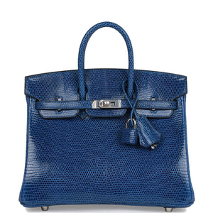 Birkin 25 Bleu Saphir Lizard Palladium Hardware - sneakerlandnet