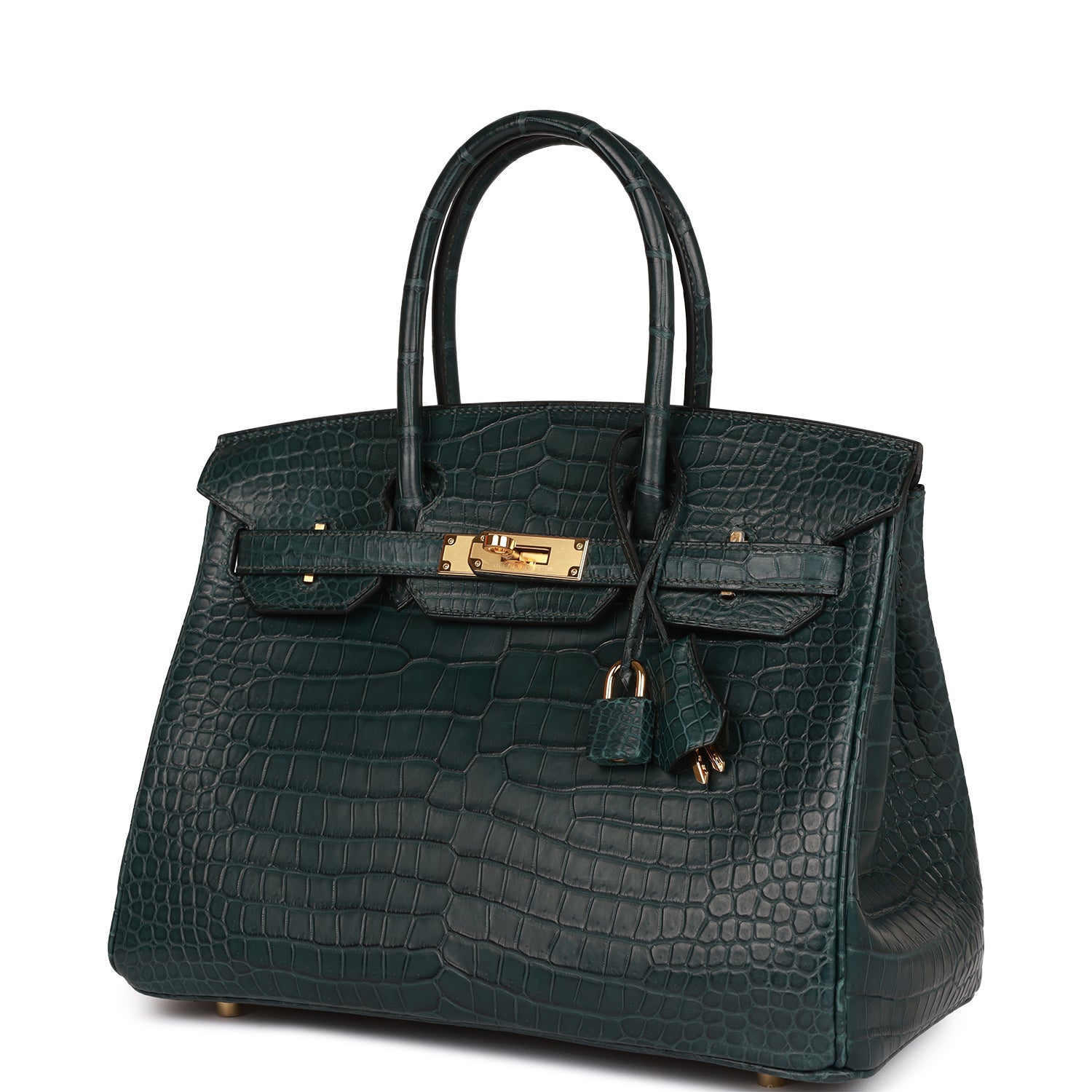 HRMS Birkin 30 Vert Fonce Matte Porosus Crocodile Gold Hardware - sneakerhillcom