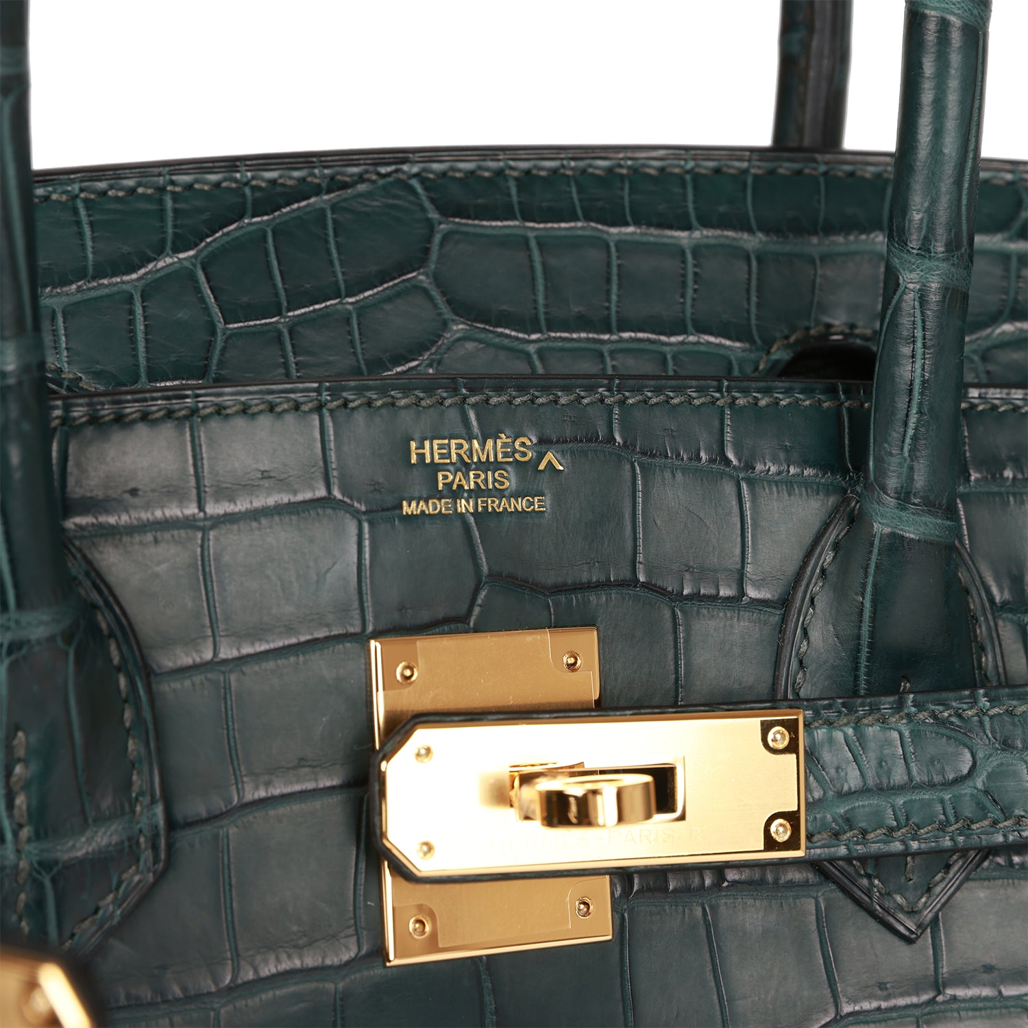 HRMS Birkin 30 Vert Fonce Matte Porosus Crocodile Gold Hardware - sneakerhillcom