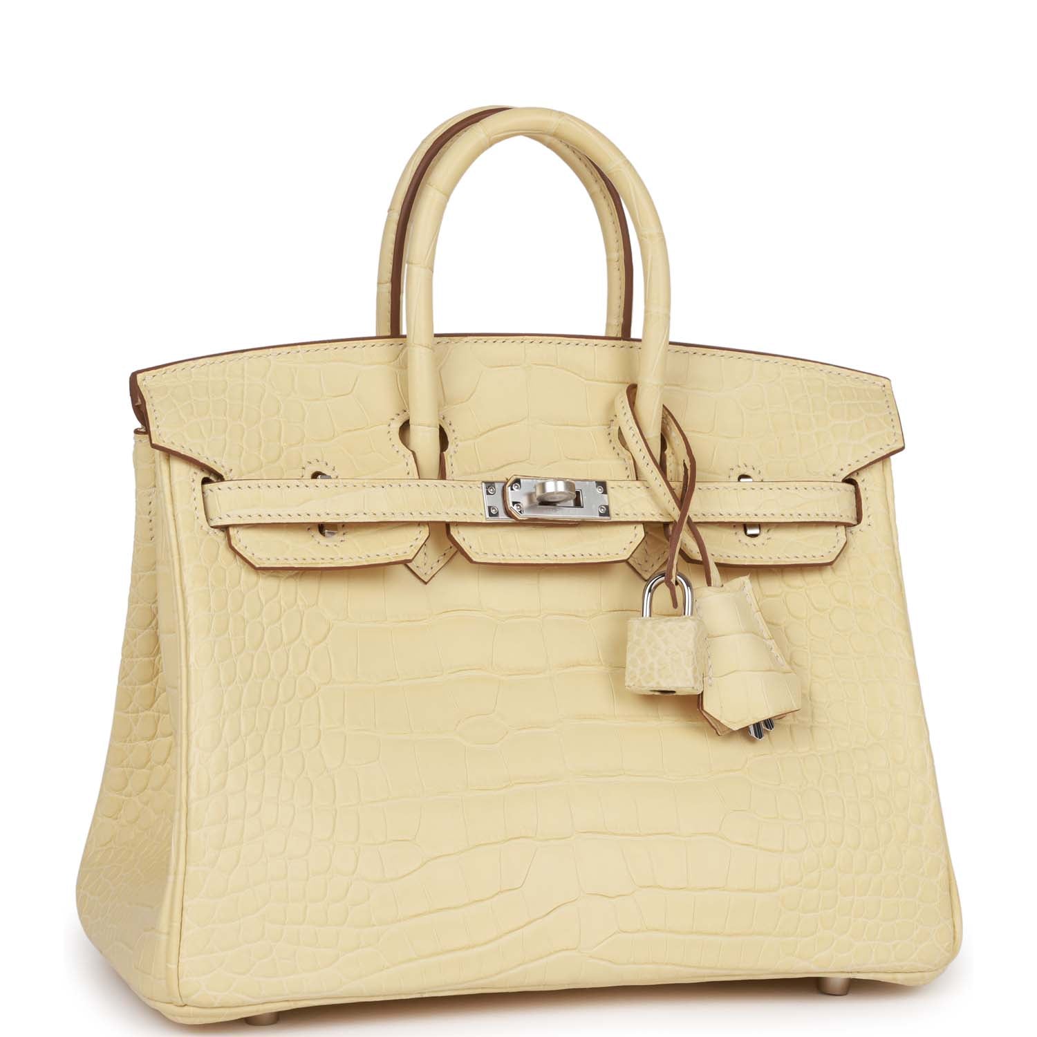 Birkin 25 Vanille Matte Alligator Palladium Hardware Kilta bags