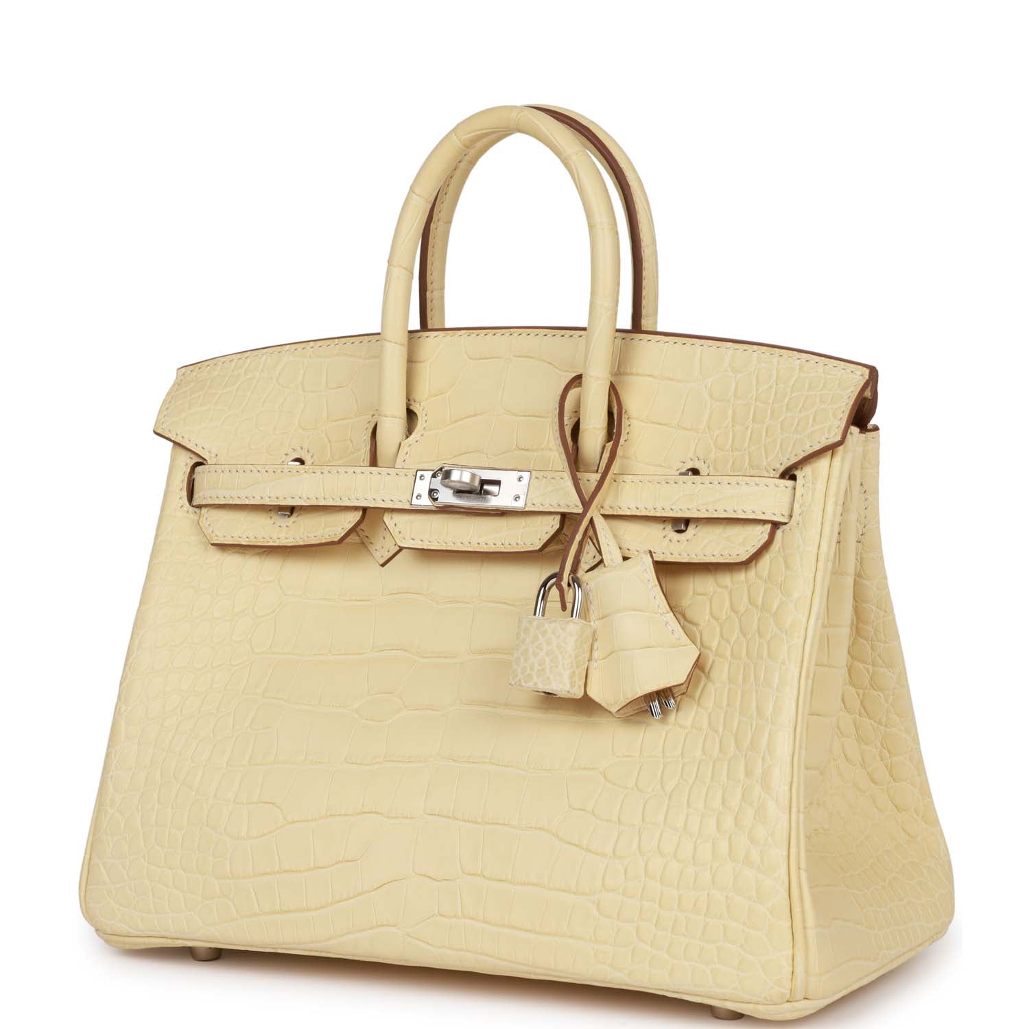 Birkin 25 Vanille Matte Alligator Palladium Hardware Kilta bags