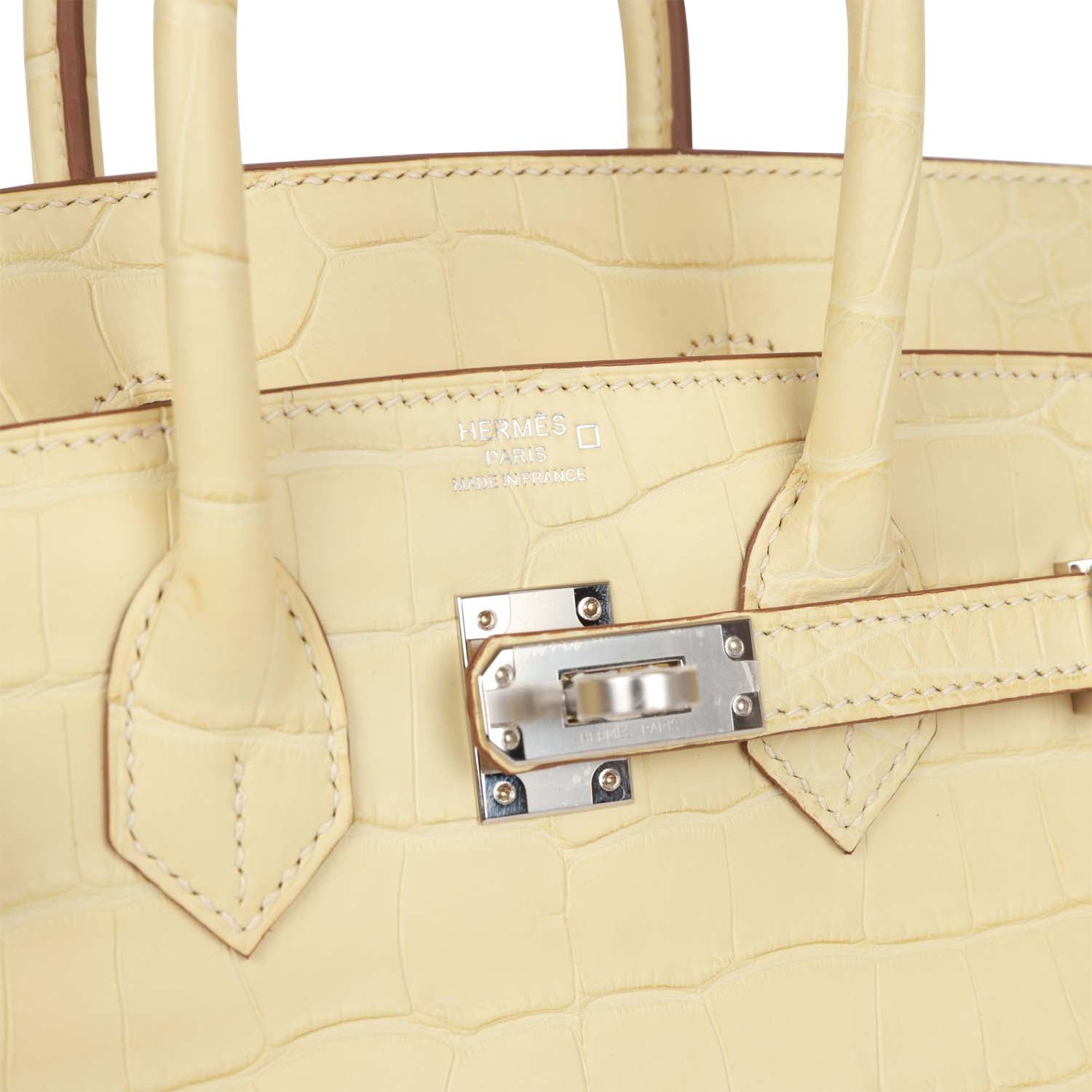 Birkin 25 Vanille Matte Alligator Palladium Hardware Kilta bags