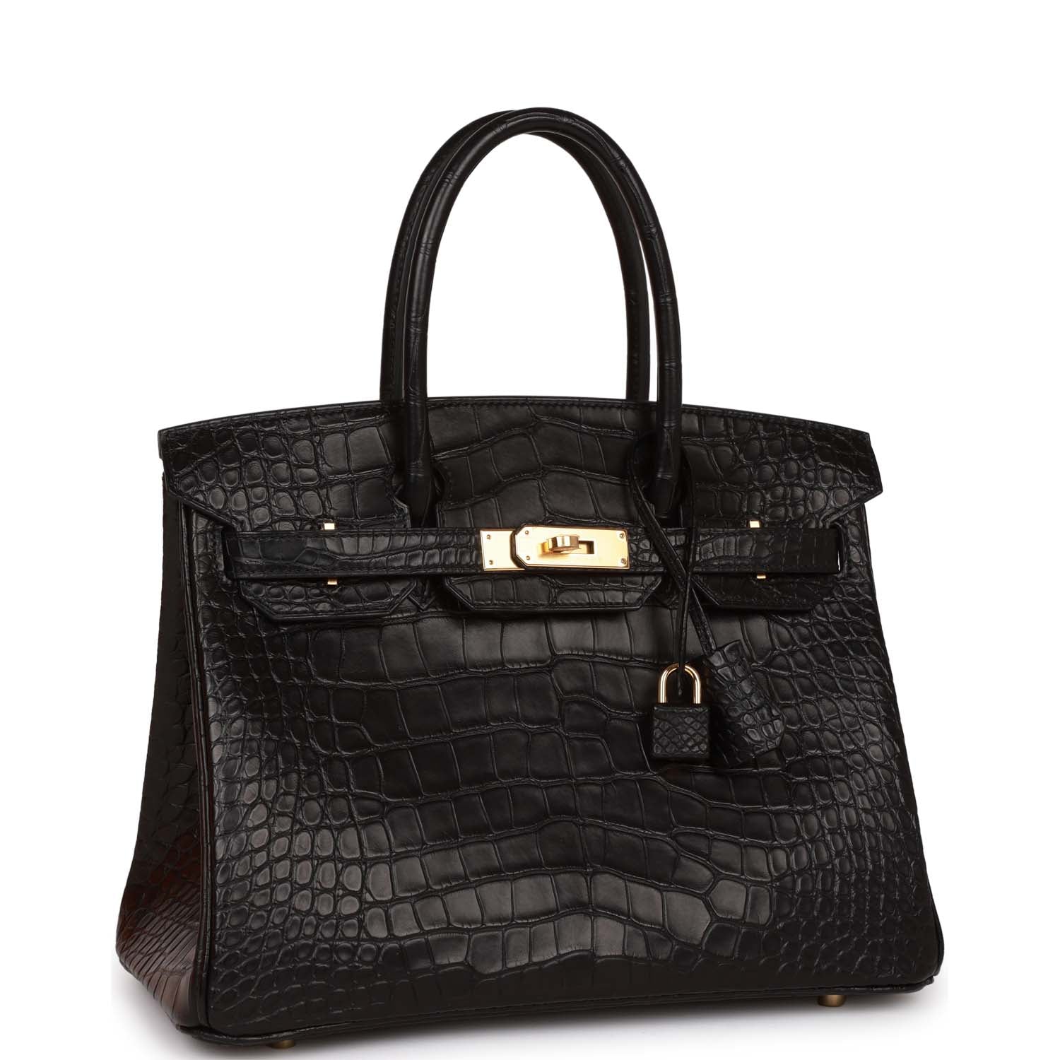 Hermes Birkin 30 Black Matte Alligator Gold Hardware - sneakerhillcom