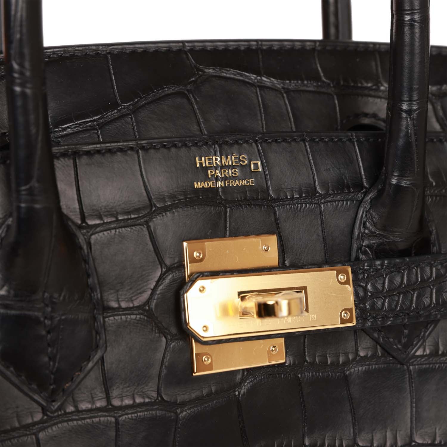 Hermes Birkin 30 Black Matte Alligator Gold Hardware - sneakerhillcom