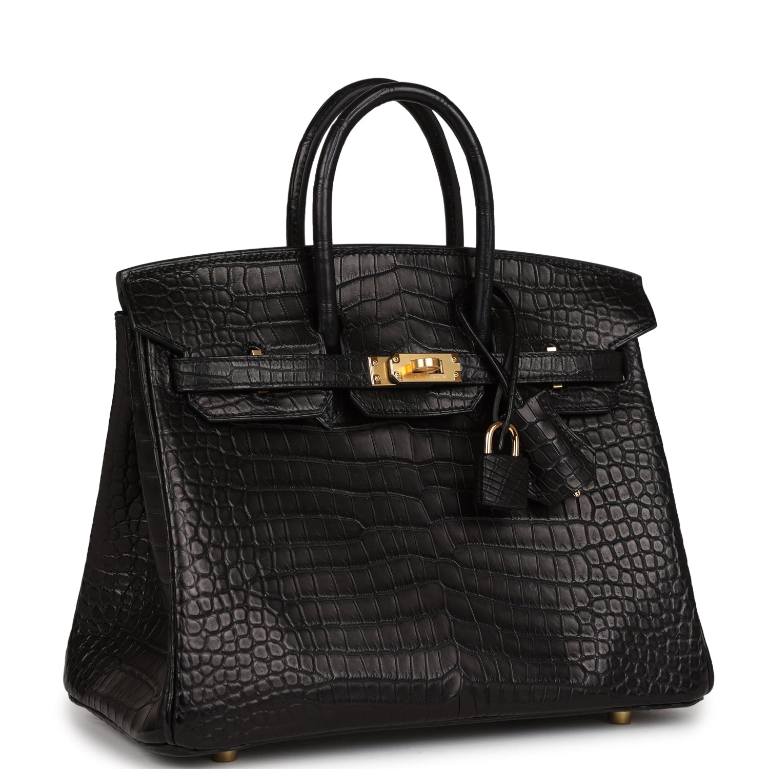 Birkin 25 Black Matte Porosus Crocodile Gold Hardware Kilta bags