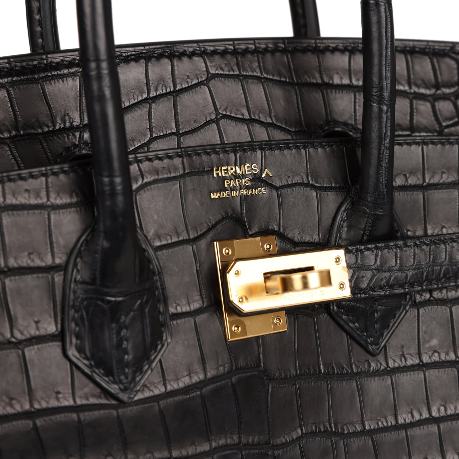 Birkin 25 Black Matte Porosus Crocodile Gold Hardware Kilta bags