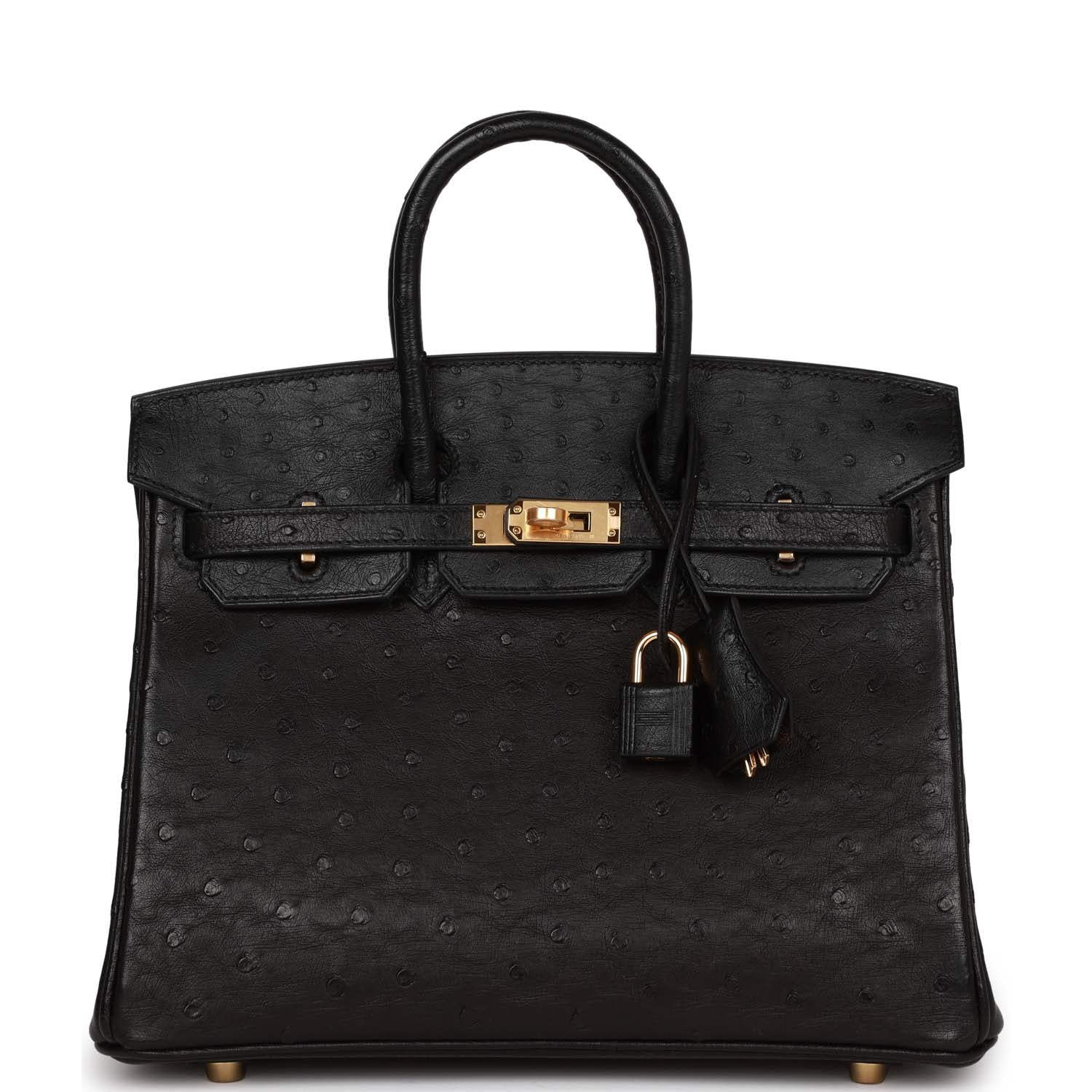 Birkin 25 Black Ostrich Gold Hardware Kilta bags