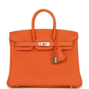 Birkin 25 Orange Minium Togo Palladium Hardware Kilta bags