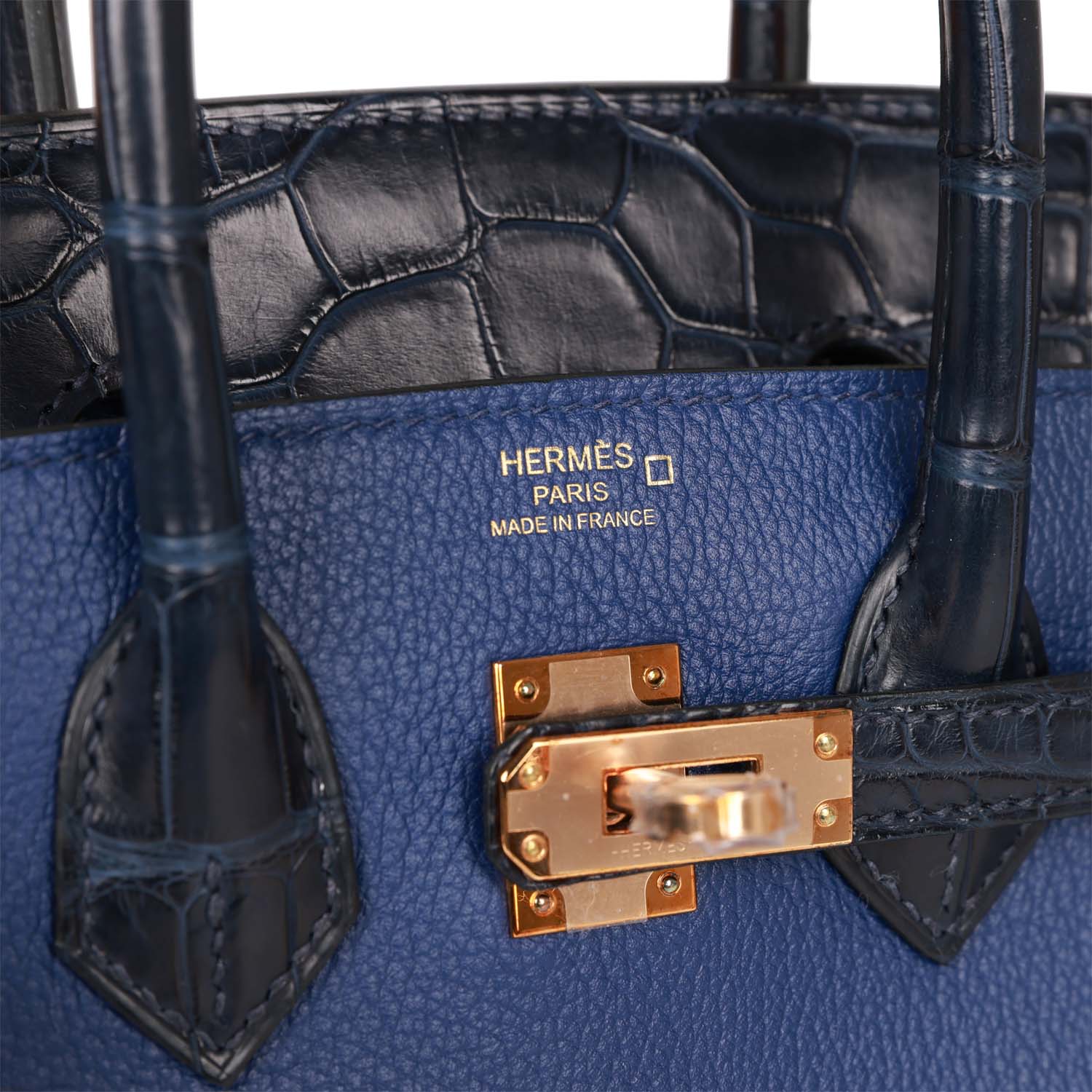 Birkin 25 Bleu Marine Matte Alligator and Bleu Saphir Novillo Touch Rose Gold Hardware Kilta bags