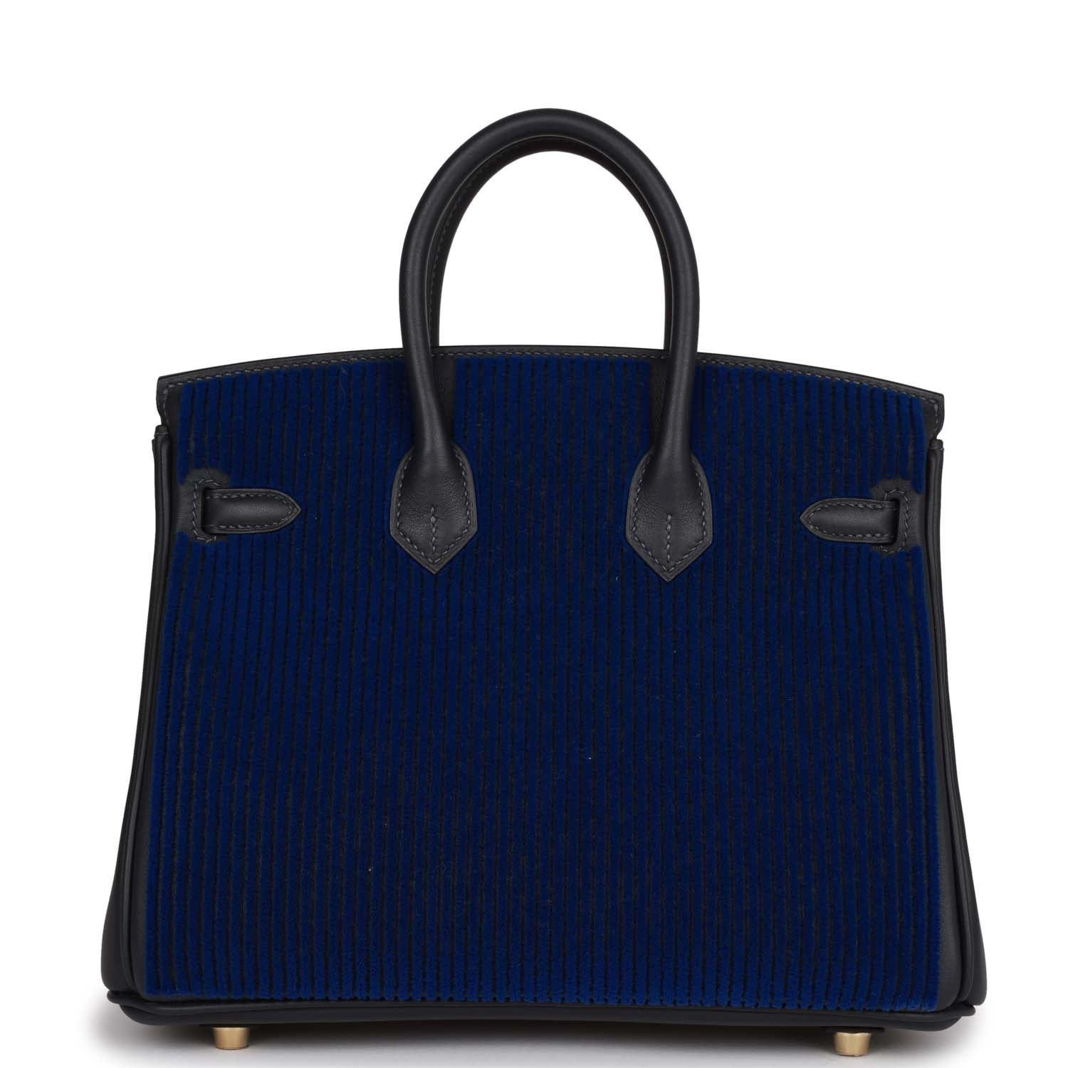 Birkin 25 Cote-a-Cote Tuffetage Bleu Saphir and Caban Swift Permabrass Hardware Kilta bags